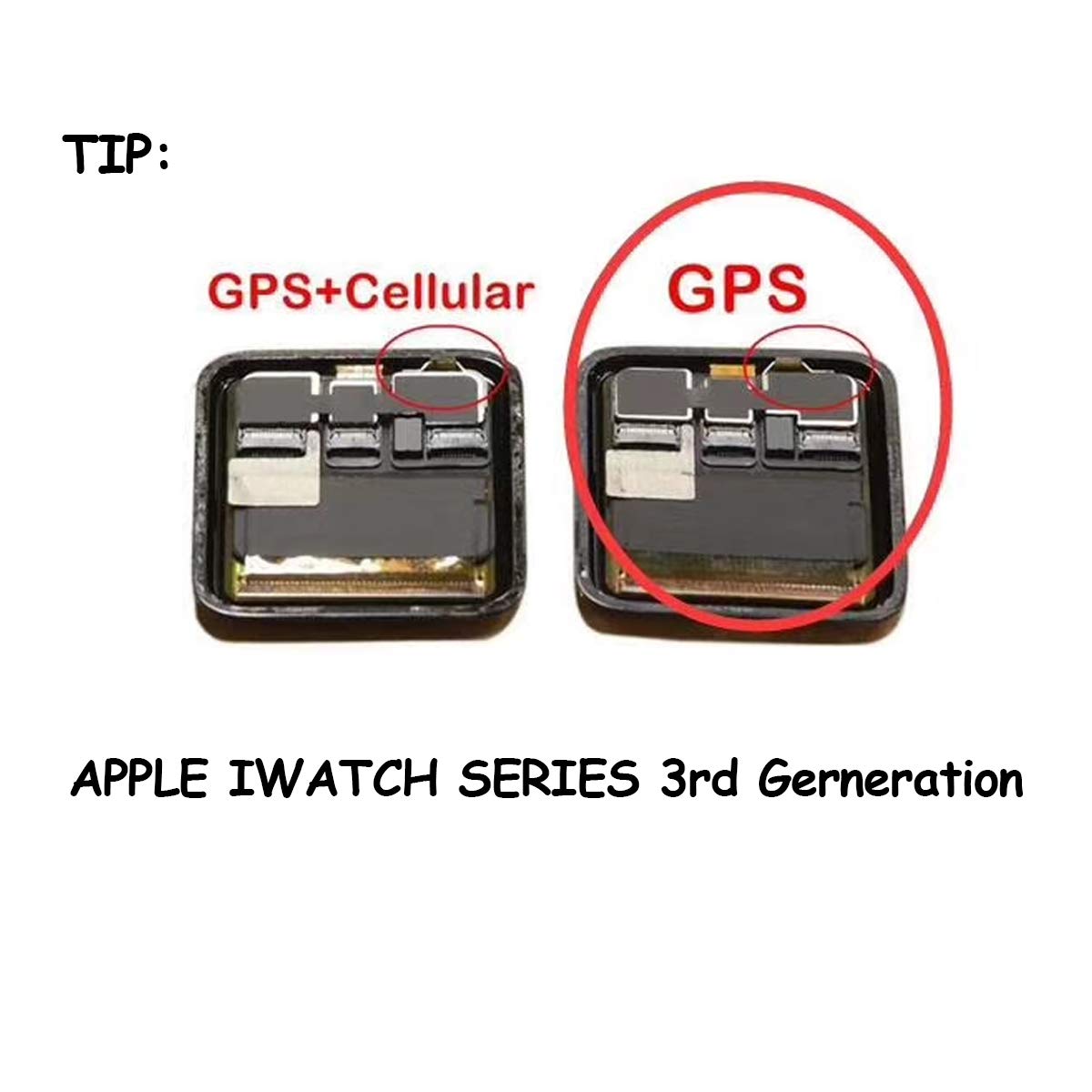 OLED Display Screen Replacement for Apple Watch Series 3 (GPS + Cellular) 38mm A1860/A1889/A1890 - Digitizer Assembly with Installation Tools - Perfect for DIY Watch Repair & Screen Replacement