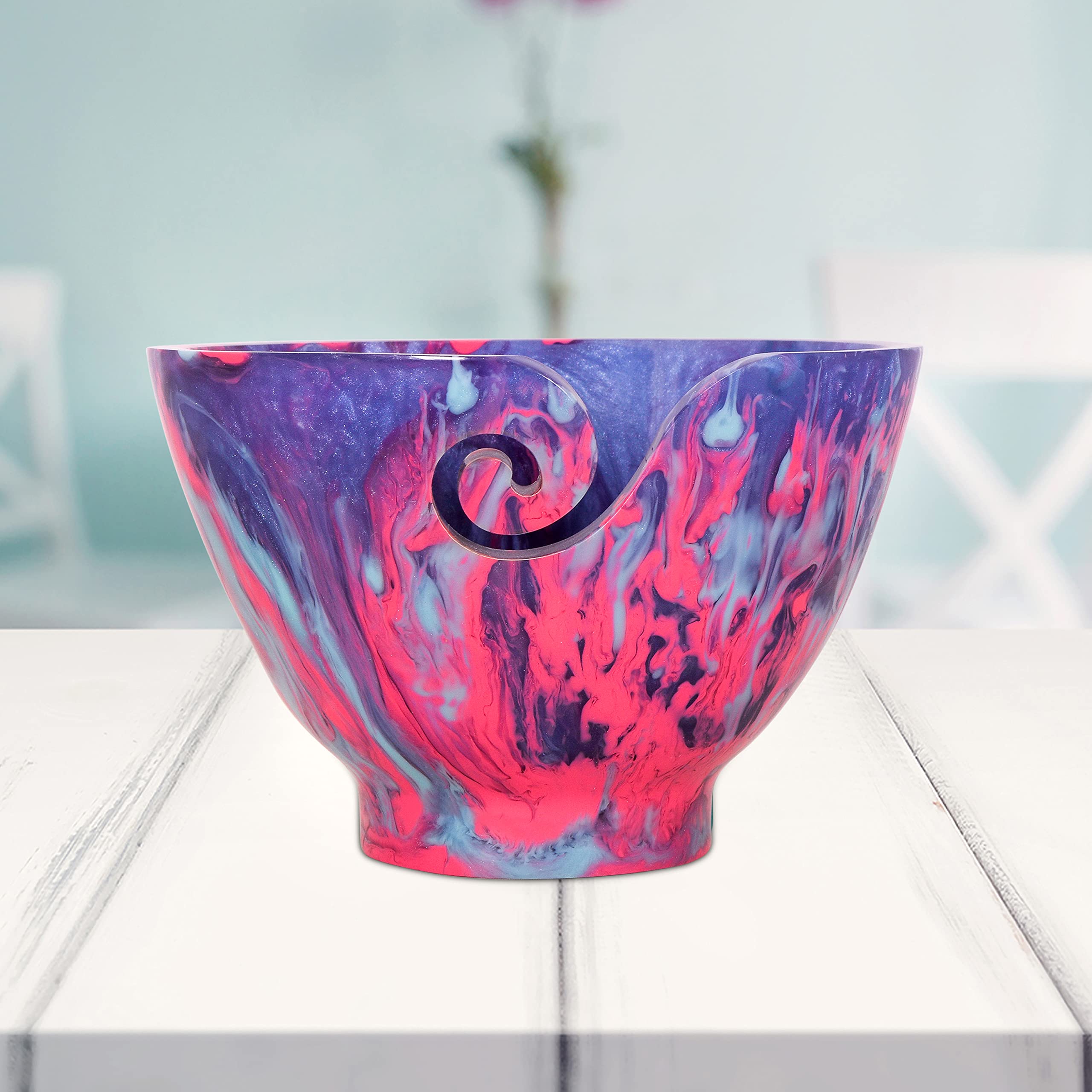 Handmade Resin Yarn Bowl for Knitting & Crochet - Purple Craft Organizer with Lid - Perfect for Yarn Storage, Needlework Projects & DIY Craft Supplies - Great Gift for Knitters & Crocheters