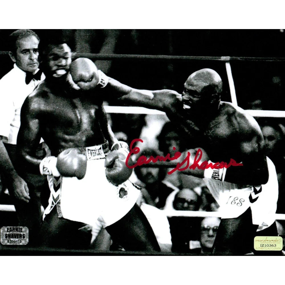Earnie Shavers vs. Larry Holmes Signed 8x10 Photo with COA - Authentic Boxing Memorabilia for Collectors & Sports Fans - Perfect for Man Cave, Office Decor or Gift