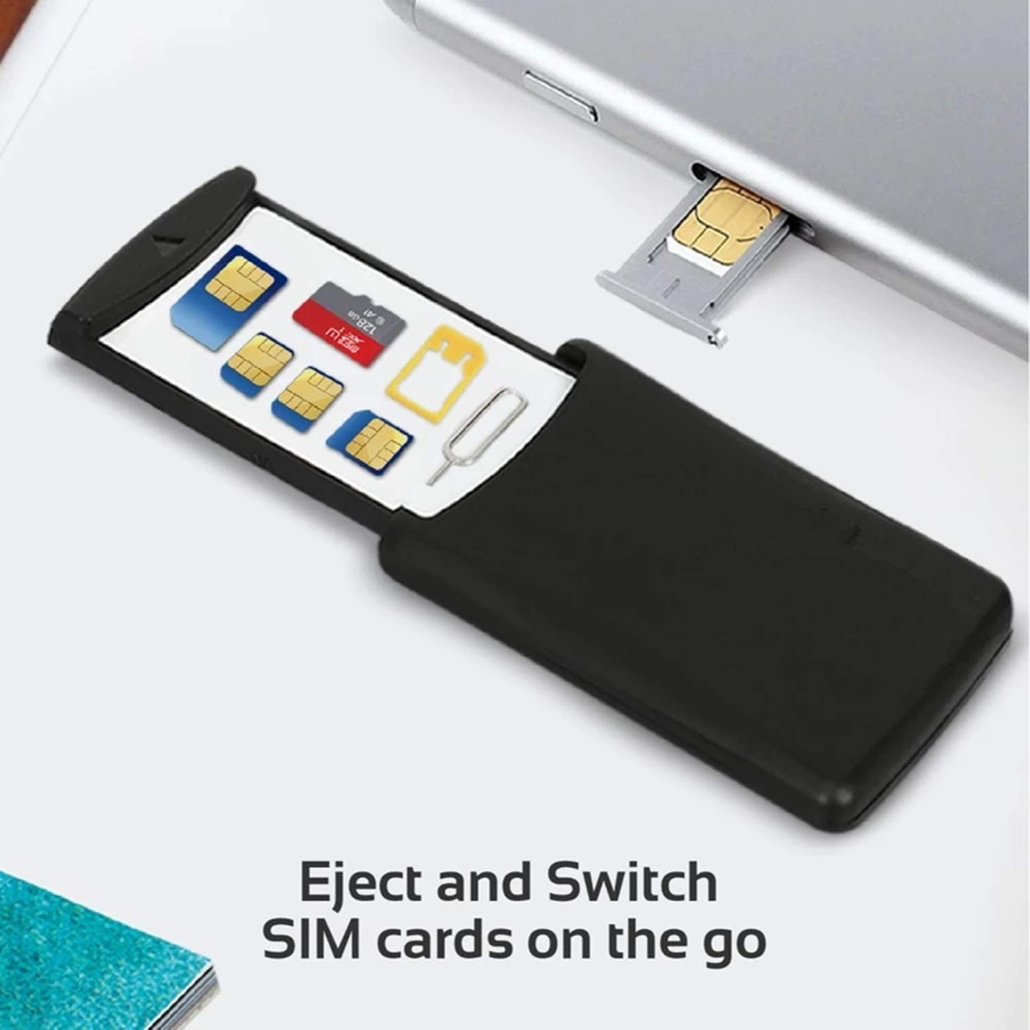 Universal SIM Card Holder & Memory Card Storage Box - Organize Micro, Nano, Standard SIM Cards - Portable Multi-SIM Organizer with Ejection Pin for Smartphones - Perfect for Travel, Business & Tech Enthusiasts