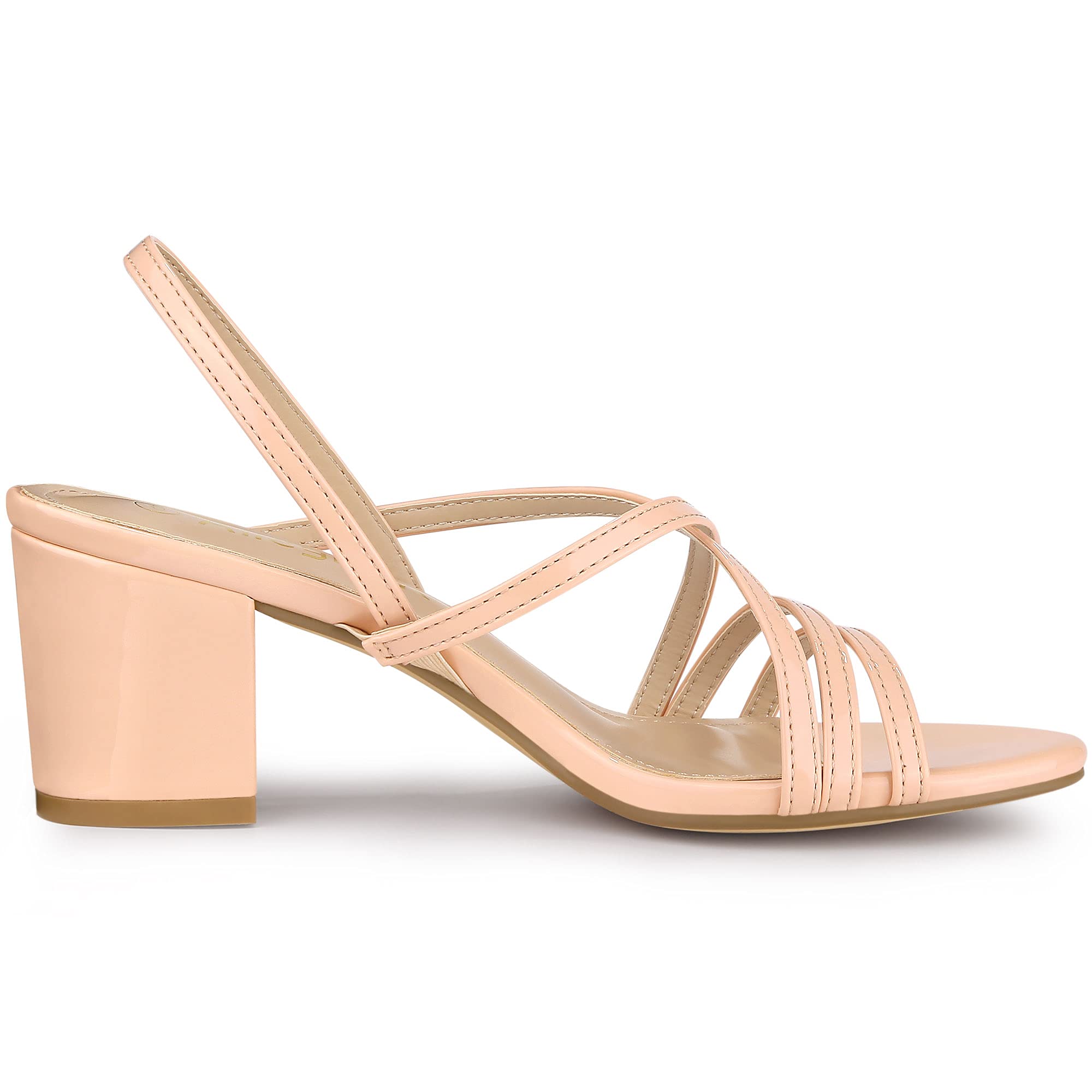 Allegra K Women's Strappy Slingback Chunky Heel Slide Sandals - Comfortable Summer Dressy Shoes for Weddings, Parties & Beach Vacations