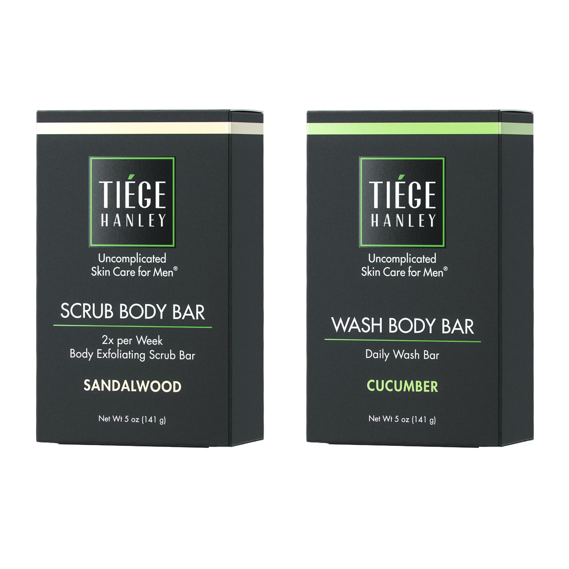 Tiege Hanley Exfoliating Scrub Bar & Cleansing Body Wash Bar Set - 5 oz Each | Deep Cleanse & Moisturize for Men's Skincare Routine