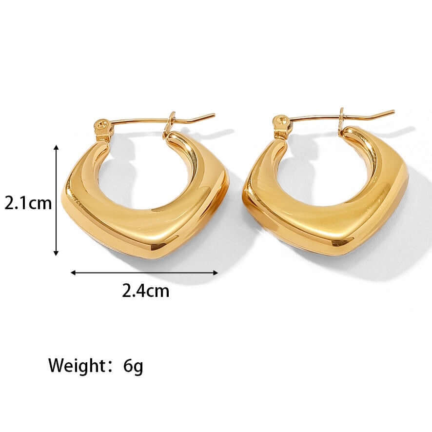 18K Gold Plated Geometric Hoop Earrings for Women - Trendy Minimalist Dangle Earrings | Perfect for Parties, Weddings & Everyday Wear | JDE617