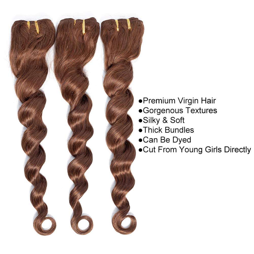 Premium 8A Grade Brazilian Virgin Human Hair Bundles - 100% Unprocessed Deep Loose Wave Hair Extensions (24