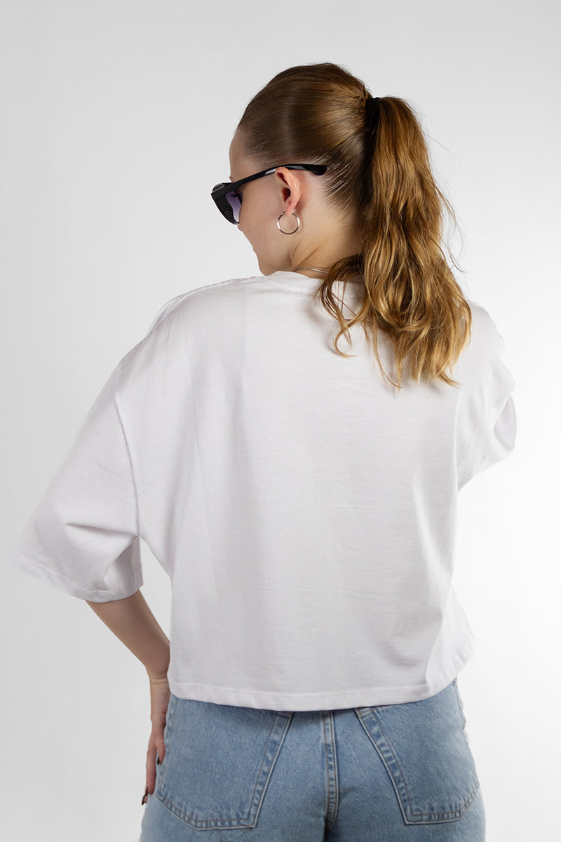 Ocn Boxy Tee White (Size S3) - Oversized Cotton T-Shirt for Women | Casual Streetwear & Loungewear | Perfect for Everyday Wear, Outings & Relaxing at Home
