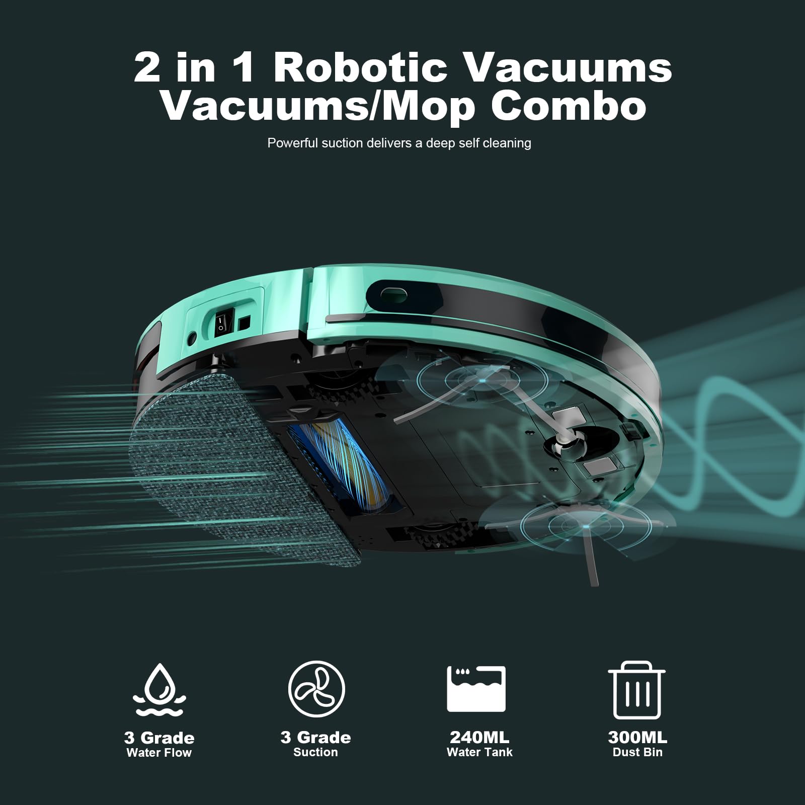 TECBOT S3 PRO Robot Vacuum and Mop Combo with LiDAR Navigation, 5200mAh Battery & 4000Pa Suction - Smart WiFi/Alexa Connected, Self-Charging Robotic Cleaner for Hard Floors, Pet Hair, Carpets - Perfect for Daily Home Cleaning & Pet Owners (Blue)