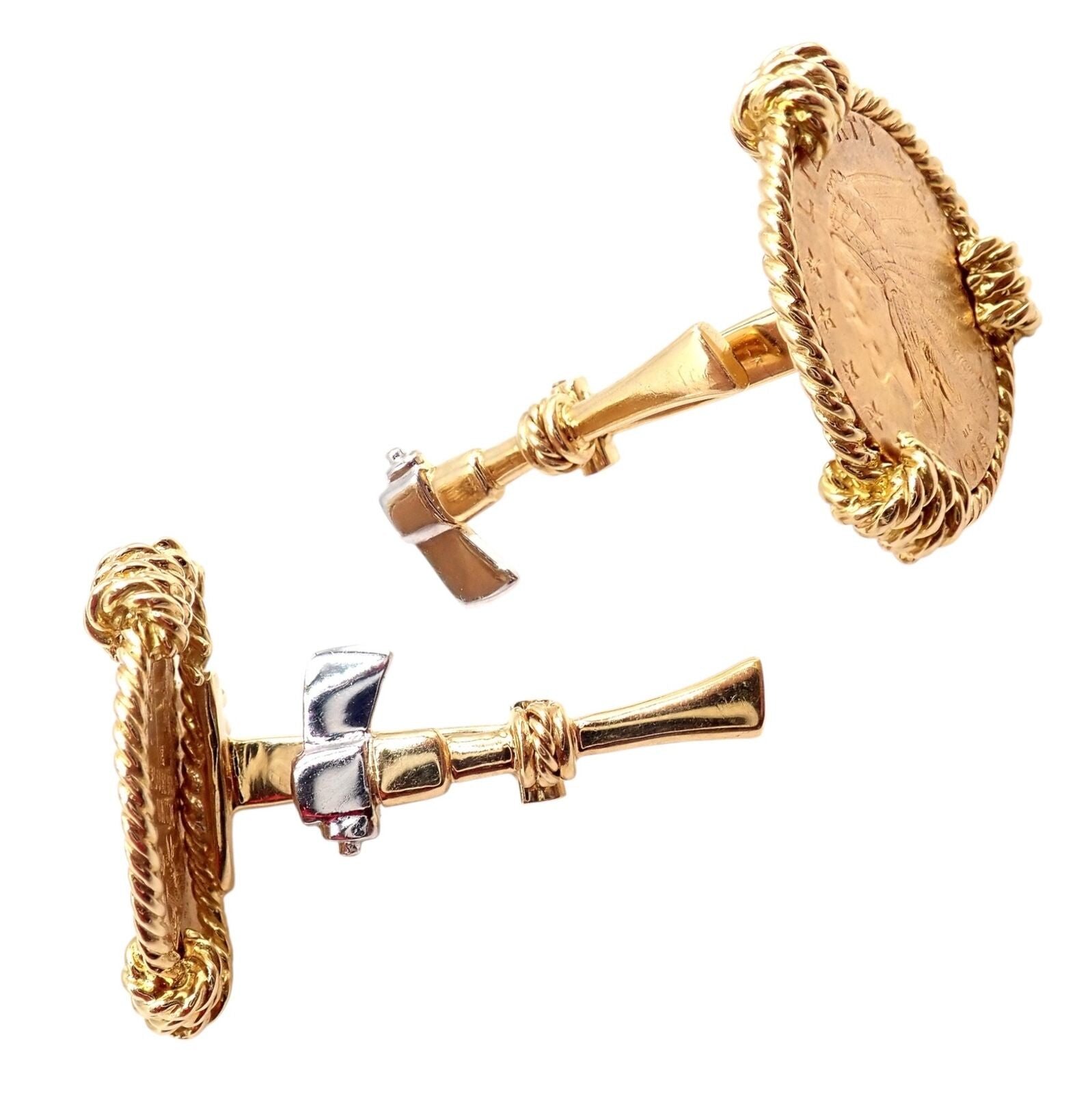 18k & 22k Gold Indian Head Coin Cufflinks for Men - Verdura Five Buck Luxury Jewelry - Perfect for Weddings, Business Meetings & Formal Events