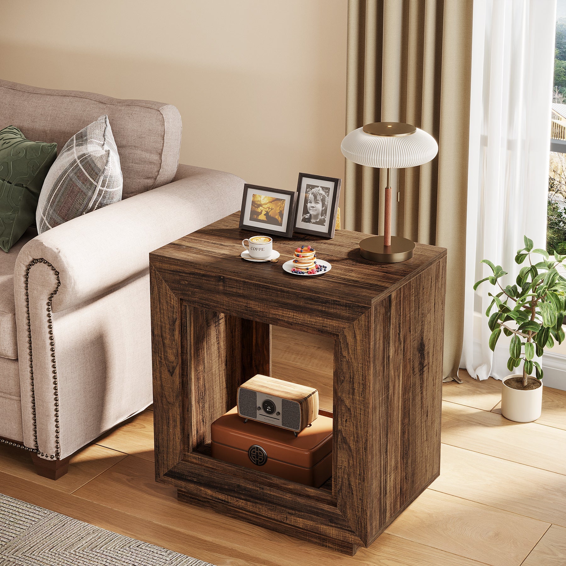 Square Wooden End Table with Storage - Modern Nightstand for Bedroom, Living Room & Office - Perfect for Small Spaces & Home Decor