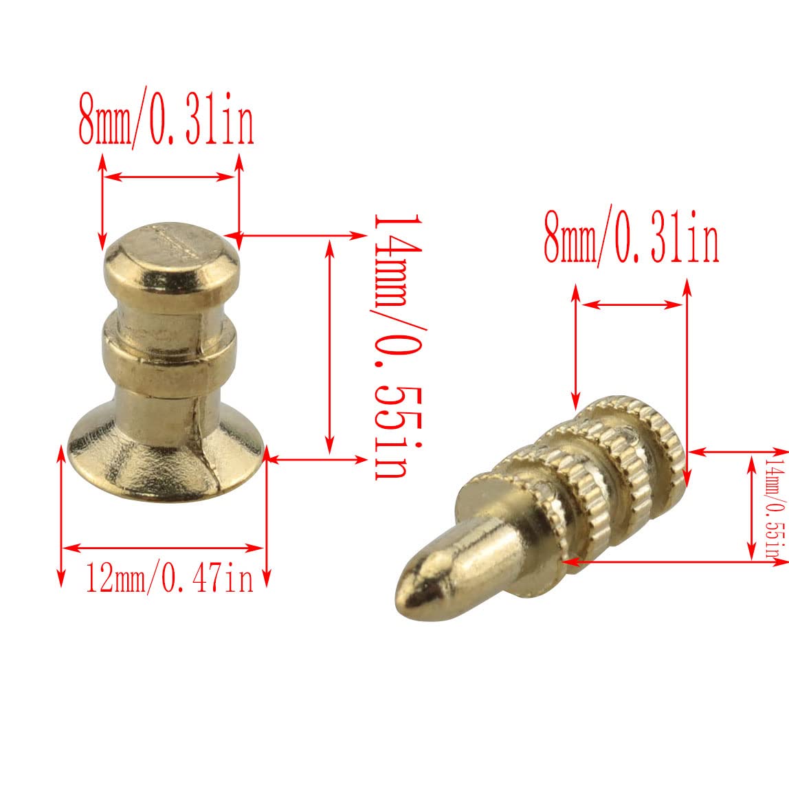10 Sets Golden Zinc Alloy Table Leaf Alignment Pins with Sockets - Heavy Duty Table Top Connectors for Extendable Dining Tables, Perfect for DIY Furniture Assembly & Table Leaf Alignment