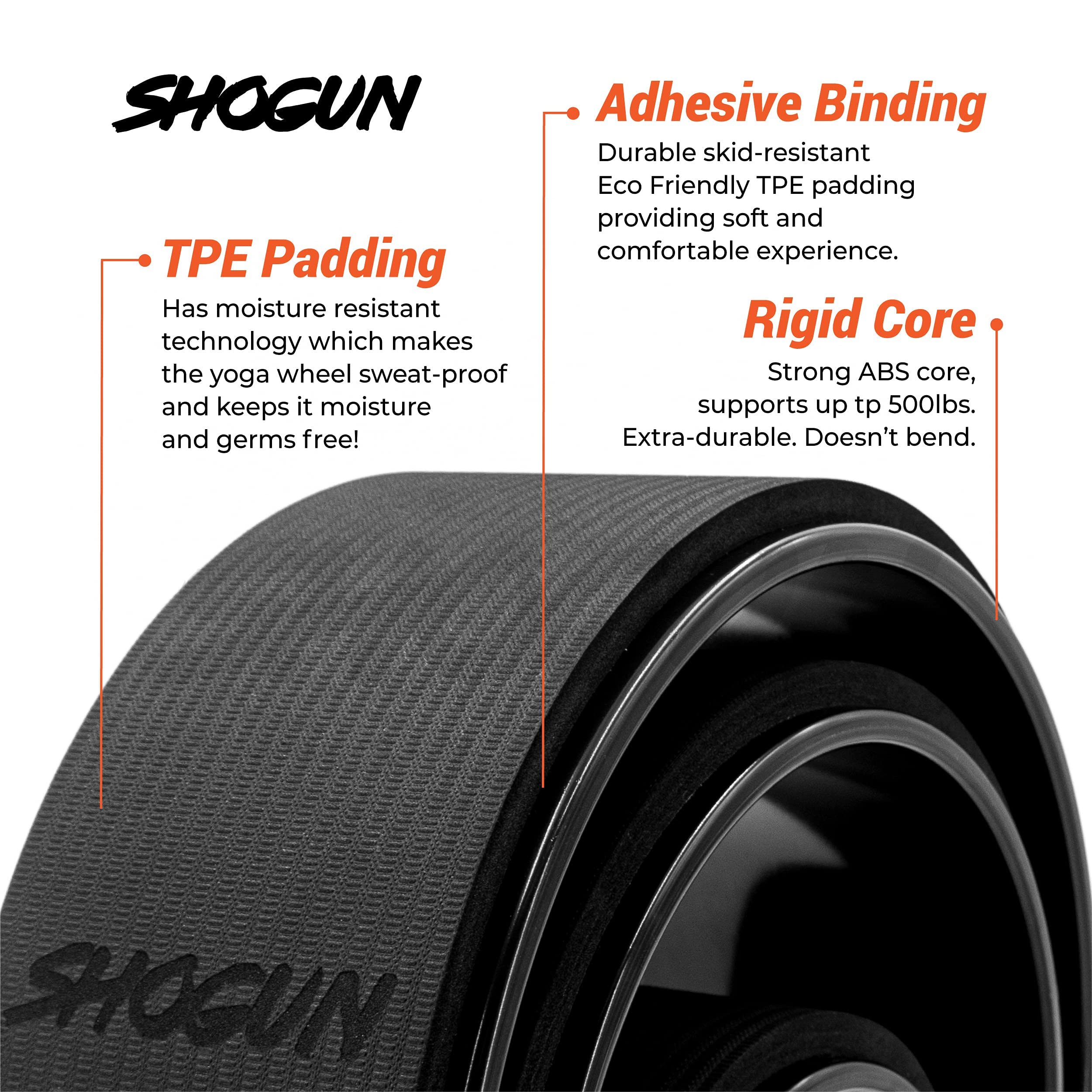 Shogun Yoga Wheel Roller for Back Pain Relief & Spine Stretching - Premium Back Roller Wheel for Flexibility, Mobility & Posture Correction - Perfect for Yoga, Pilates, Physical Therapy & Home Workouts
