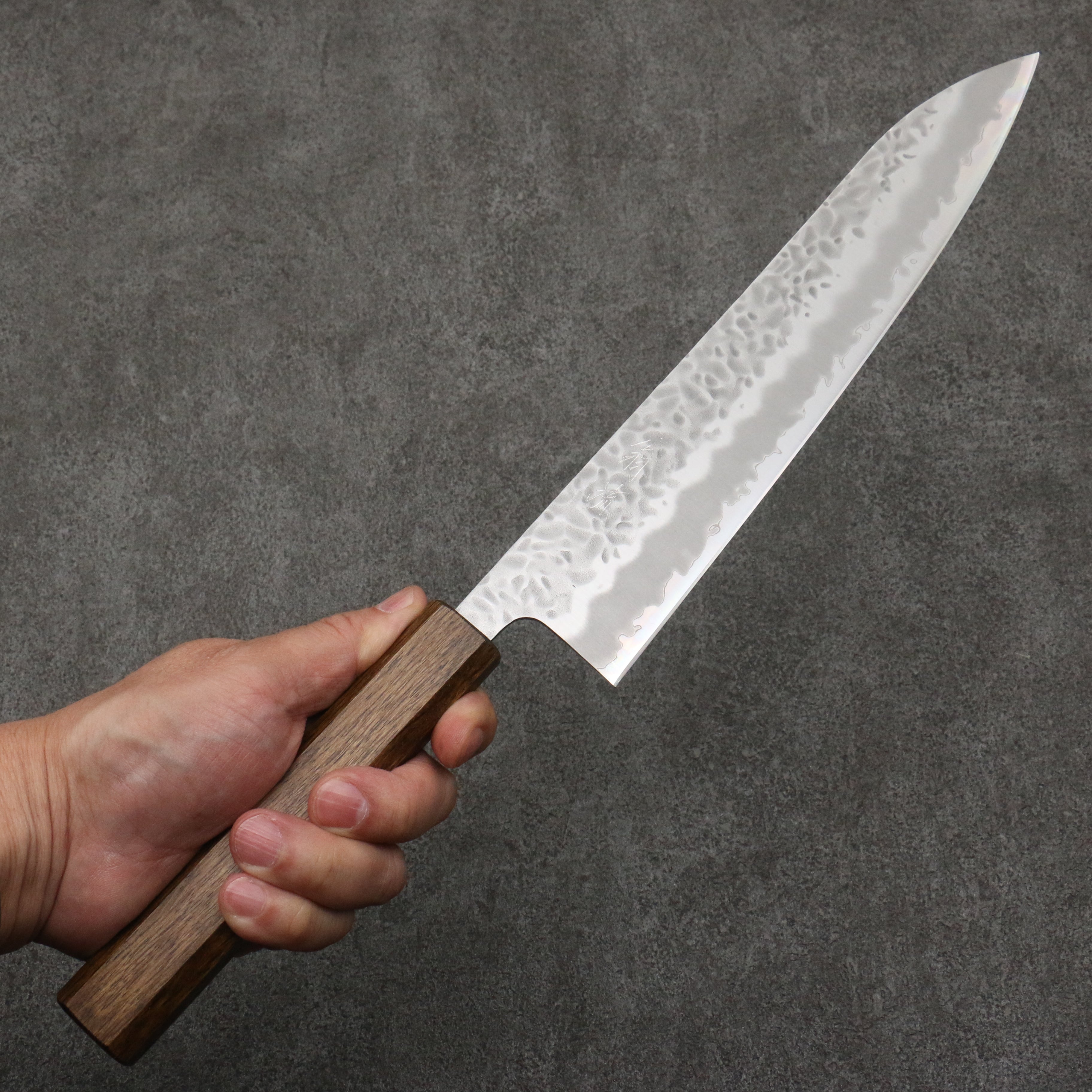 Premium OUL White Steel No.1 Hammered Gyuto Chef Knife 240mm - Japanese Oak Handle for Professional Chefs & Home Cooking - Perfect for Slicing, Dicing & Precision Cutting