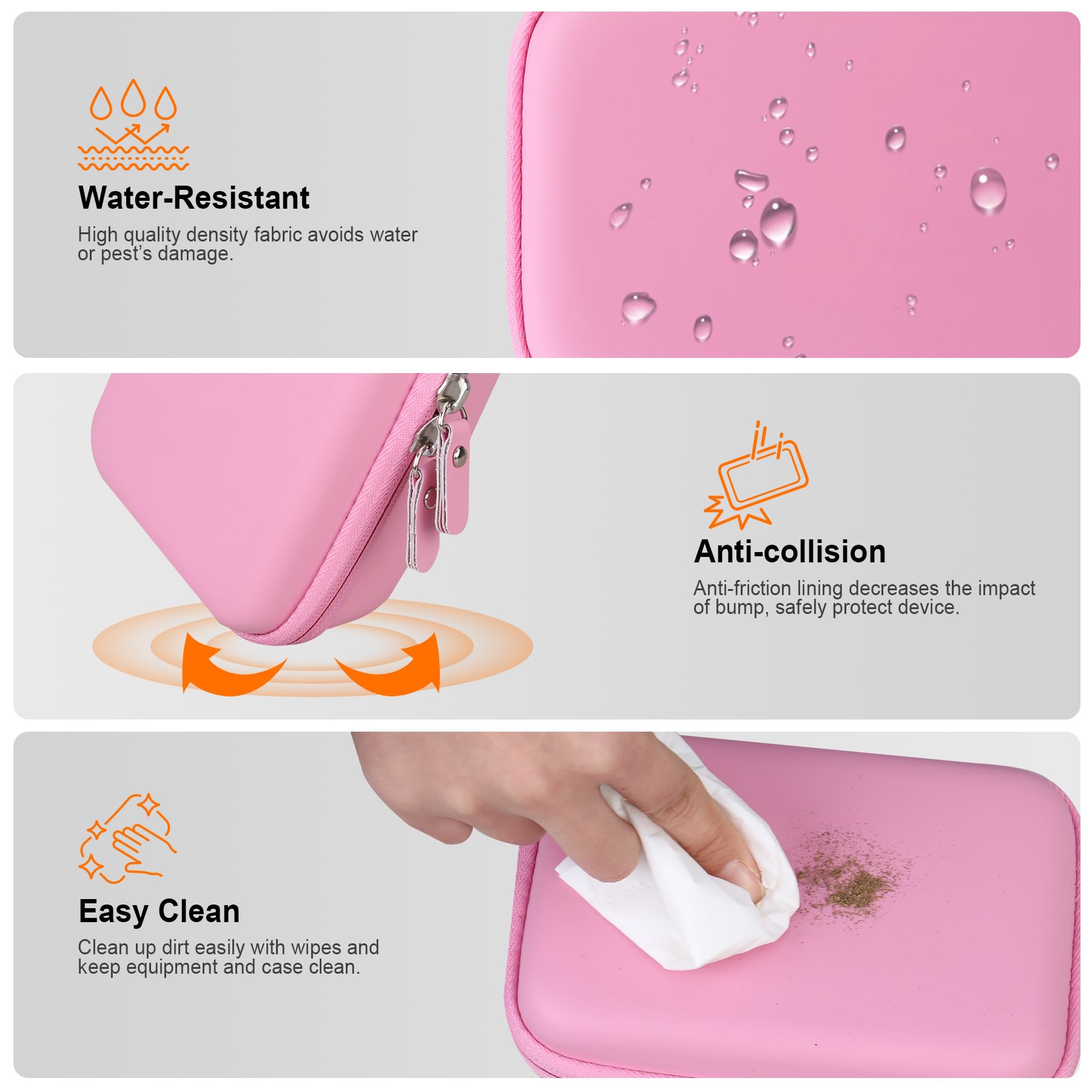 Hard Travel Carrying Case for Moremore Mini Sticker Printer & Printpods Mini Bluetooth Inkless Printer - Durable Protective Bag with Extra Storage for Thermal Label Maker Rolls & USB Cable (Deep Pink) - Perfect for Travel, Office & Craft Organization