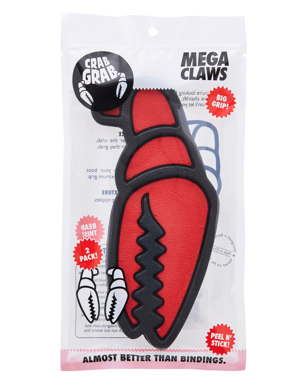 Crab Grab Mega Claw Stomp Pad 2025 - Black/Red Snowboard Traction Pad for Enhanced Grip & Control on Icy Slopes | Perfect for Snowboarding & Winter Sports