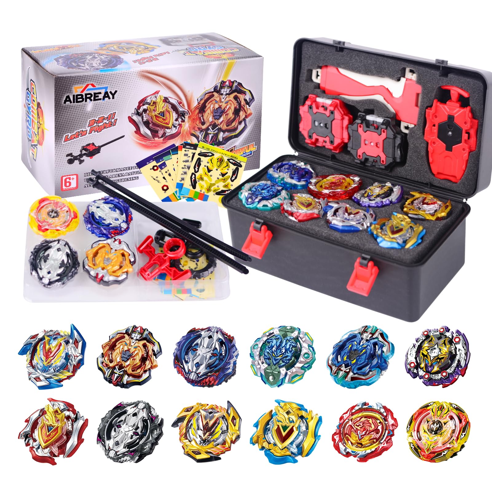 Beyblade Burst Battle Top Set - 12 Spinning Tops with 3 Launchers & Storage Case | Competitive Gyro Toy Game for Kids Ages 6+ | Perfect for Playdates, Birthday Gifts & Family Game Nights