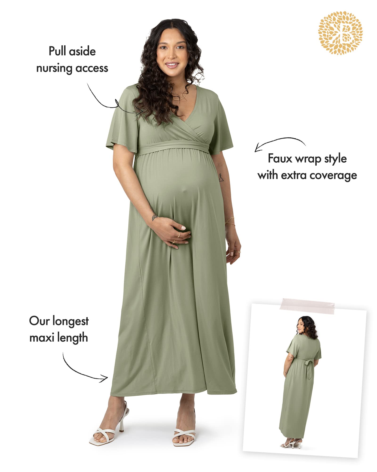 Kindred Bravely Maternity Maxi Wrap Dress - Comfortable Nursing Dress for Pregnancy & Breastfeeding | Perfect for Baby Showers, Maternity Photoshoots & Everyday Wear