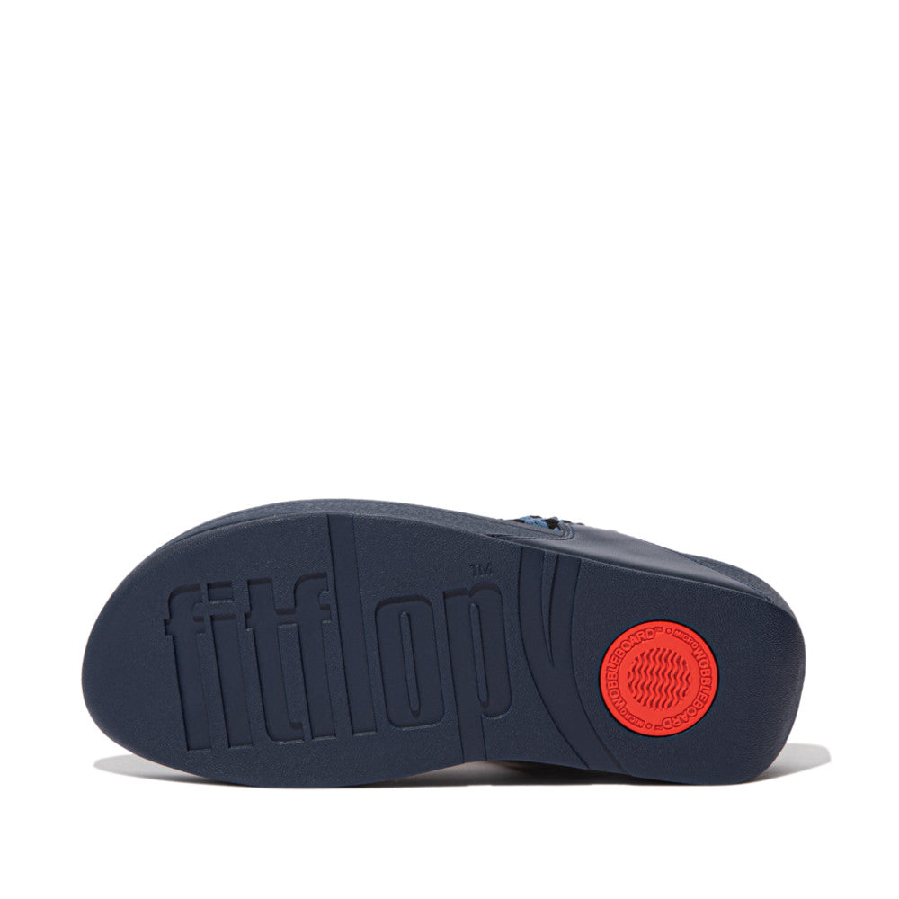 FITFLOP LULU ART DENIM TOE POST SANDAL - Women's Comfortable Slide Sandals with Arch Support | Perfect for Beach, Pool, and Summer Casual Wear