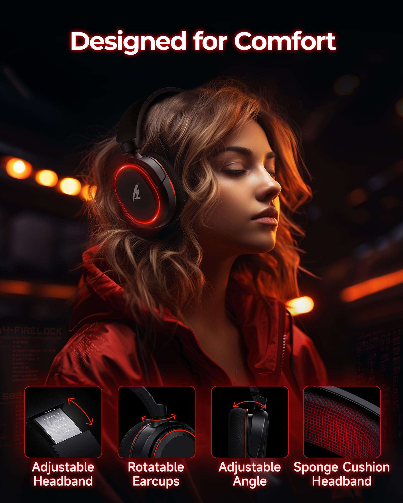 Wireless Gaming Headset with 7.1 Surround Sound, 2.4Ghz USB & Bluetooth 5.4 - 100-Hour Battery, Noise Canceling Mic, RGB Lighting - Compatible with PC, PS5, PS4, Mac, Switch (Xbox Wired Mode Only) - Perfect for Competitive Gaming & Streaming