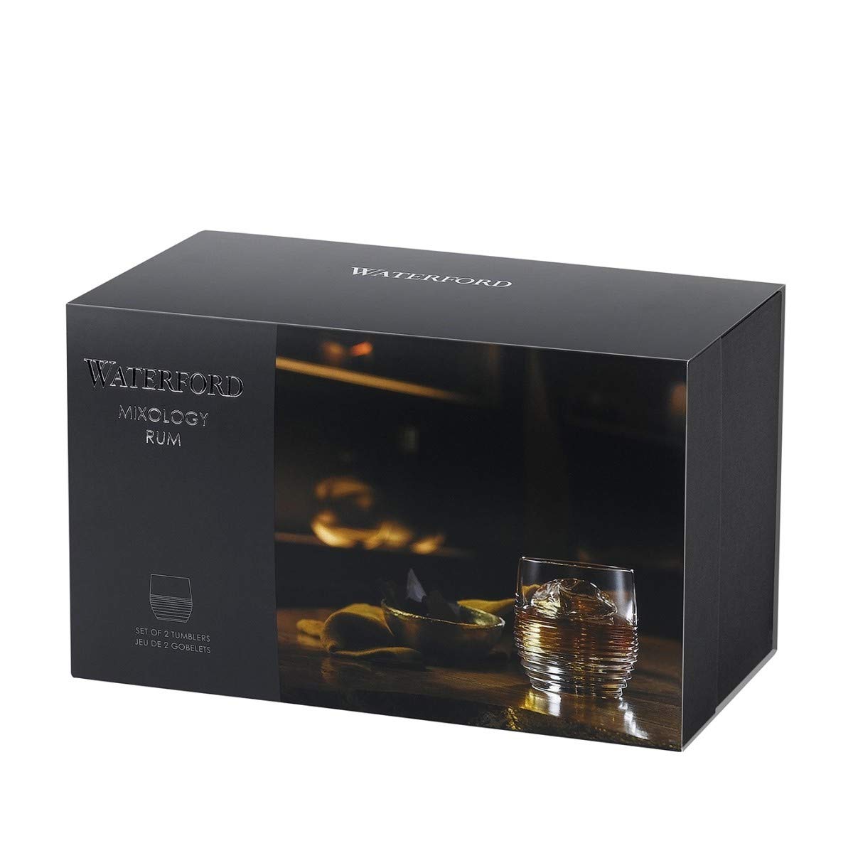 Premium Waterford Mixology Rum Circon 8 oz Crystal Tumbler Glasses - Set of 2 Elegant Barware for Cocktails, Whiskey & Bourbon - Perfect for Home Bars, Dinner Parties & Gift Giving