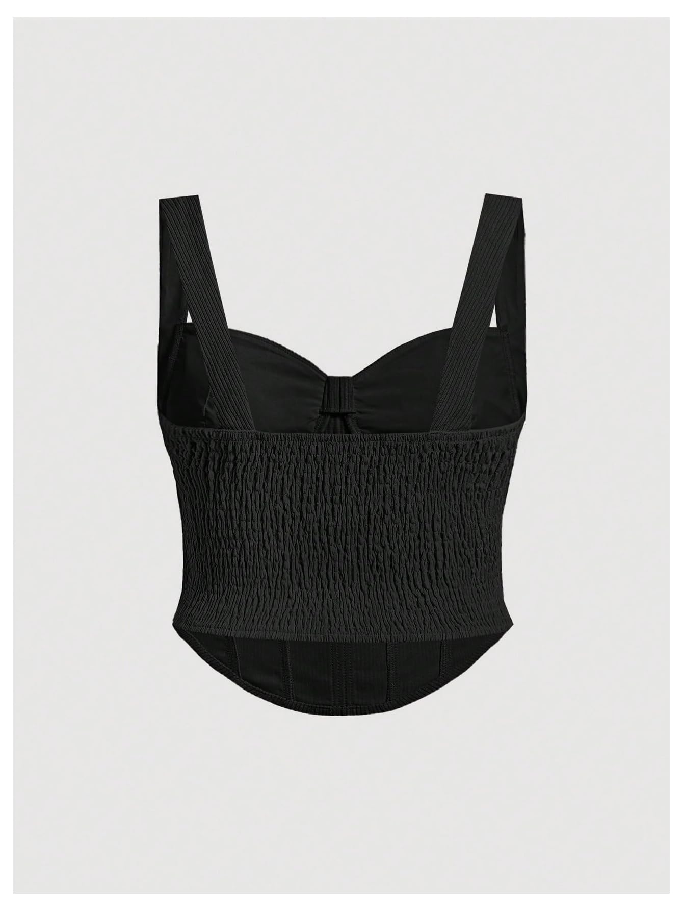 MakeMeChic Women's Plus Size Ribbed Knit Corset V Neck Sleeveless Bustier Shirred Cami Crop Camisole - Sexy Layering Piece for Date Night & Summer Outfits