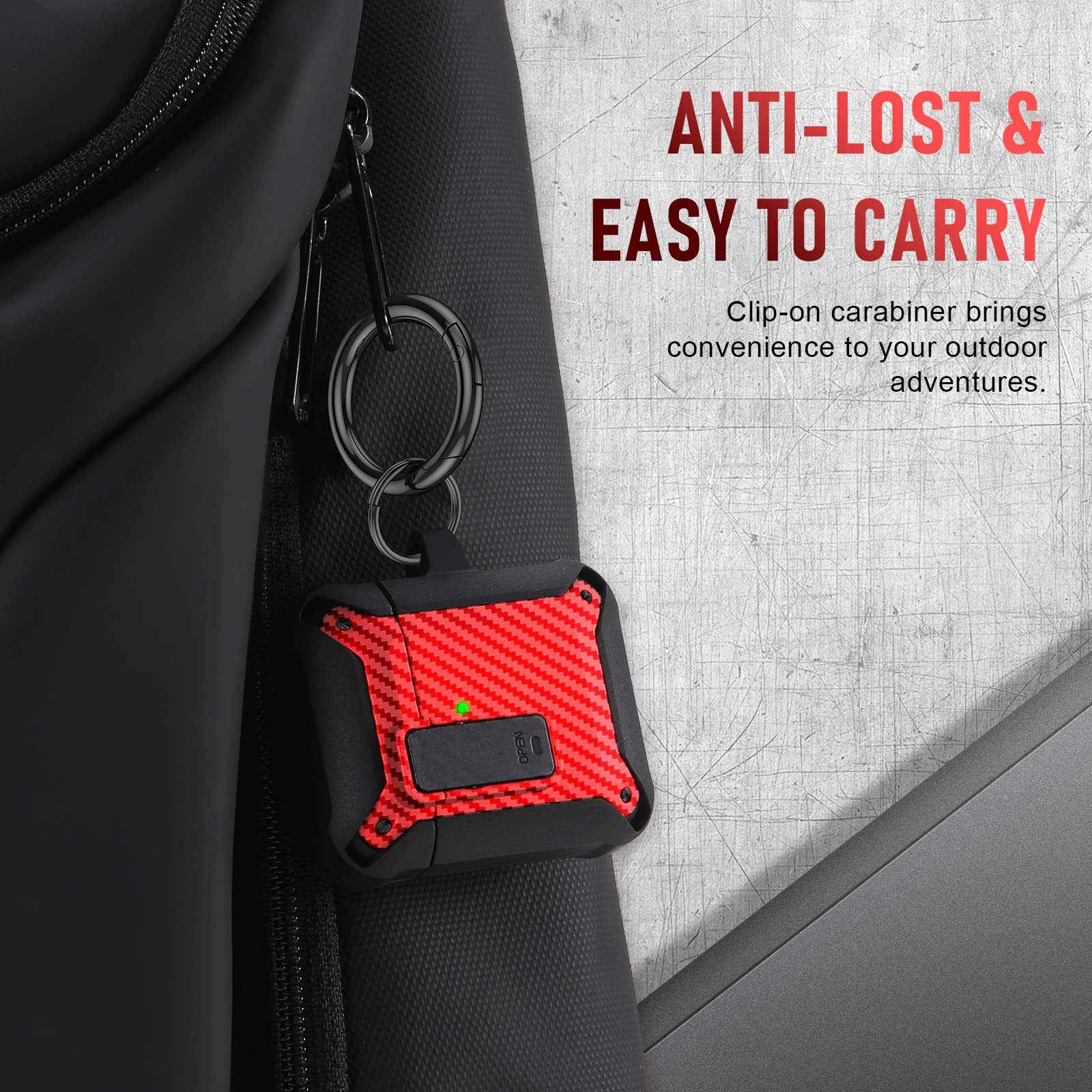 Military Armor AirPod 2/1 Case - Secure Lock Protective Cover for Men & Women (Red) - Perfect for Outdoor & Travel