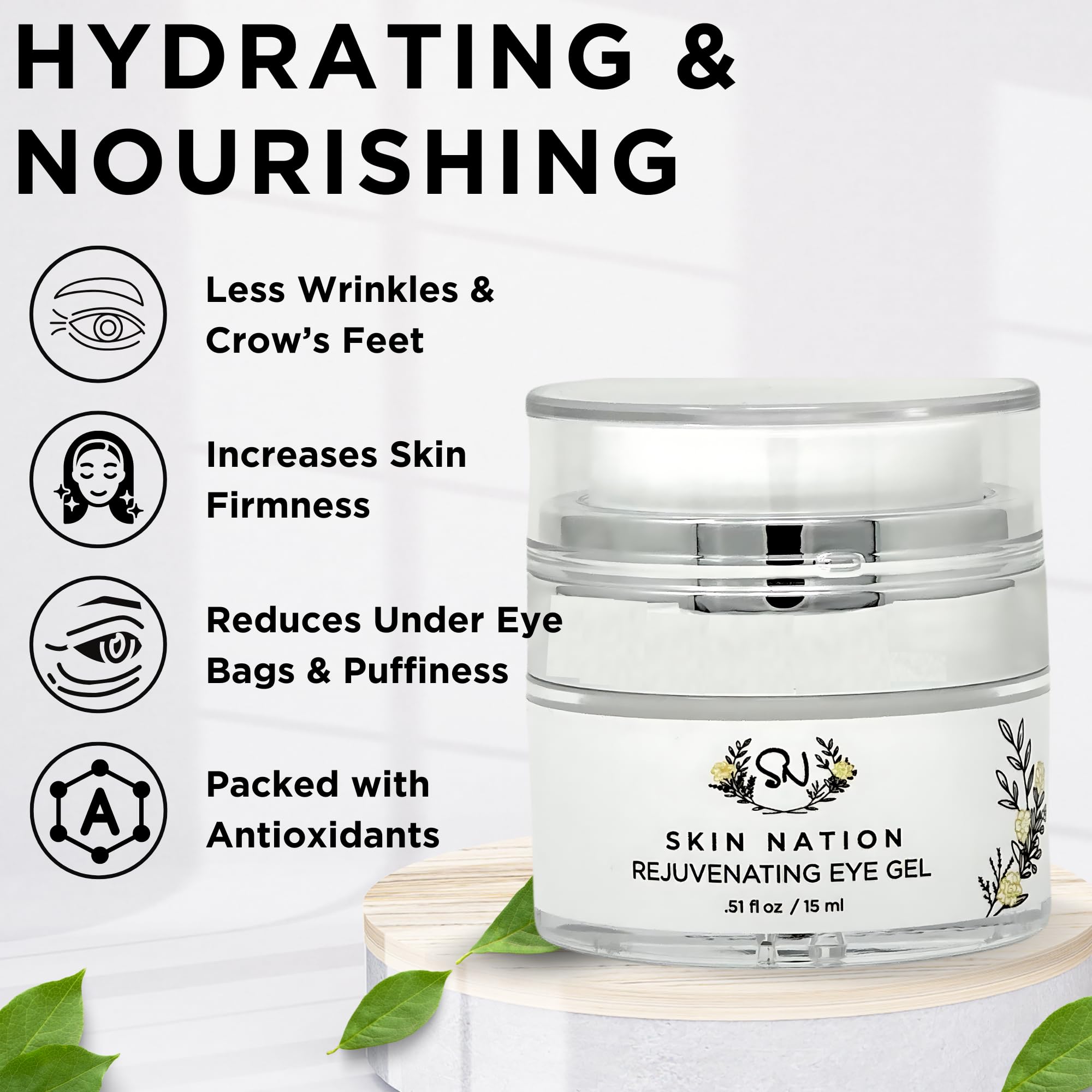 Revitalizing Under Eye Gel with Plant-Based Actives – Dark Circle Eye Cream for Fine Lines & Wrinkles, Boosts Collagen for Firm & Radiant Skin | Anti-Aging Treatment for Puffiness & Bags – Perfect for Morning & Night Skincare Routine