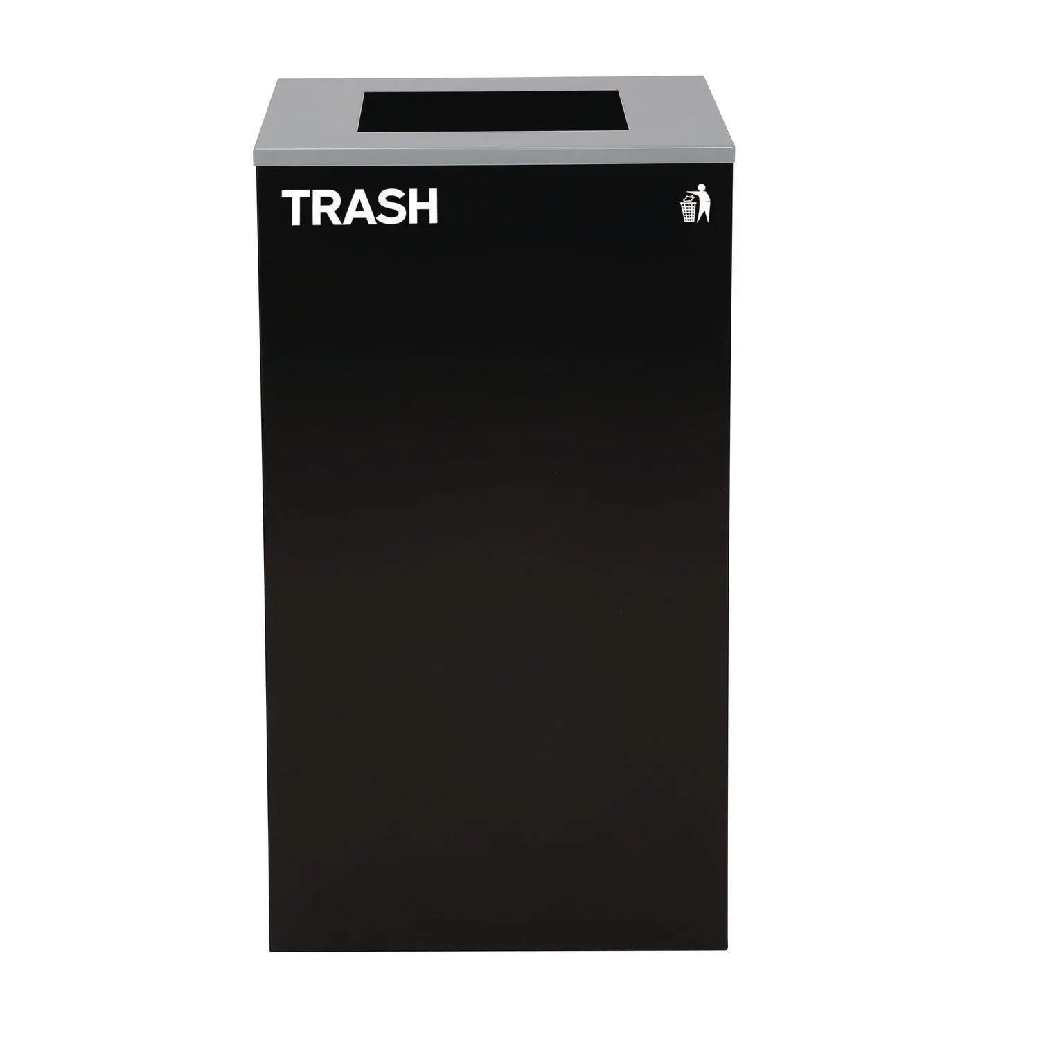 Alpine Industries 29 Gallon Steel Trash Can & Recycling Bin Set - Blue Recycling Container with Mixed Lid & Black Garbage Can with Square Lid for Kitchen, Office, Garage Waste Management
