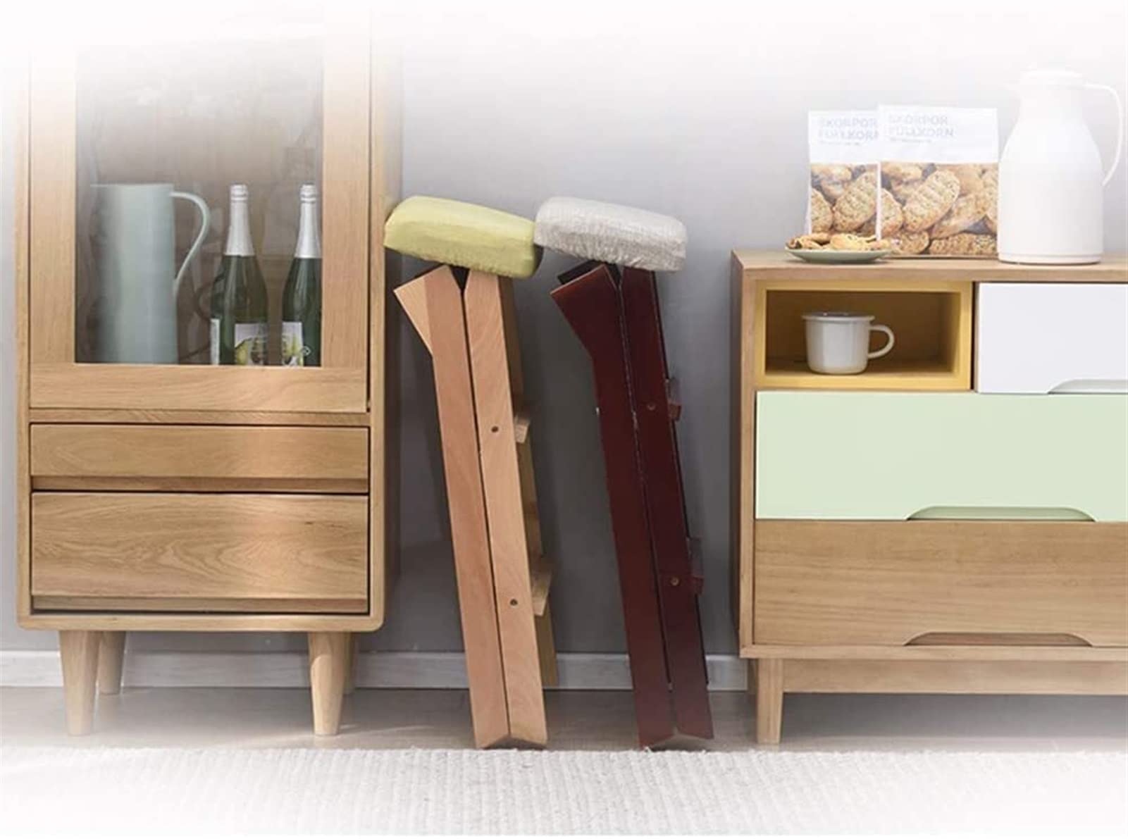 Foldable Step Stool - Solid Wood Portable Folding Stool for Kitchen, Dining Table, Bathroom | Non-Slip Stepladder & Small Chair | Perfect for Home, Office, and Outdoor Use