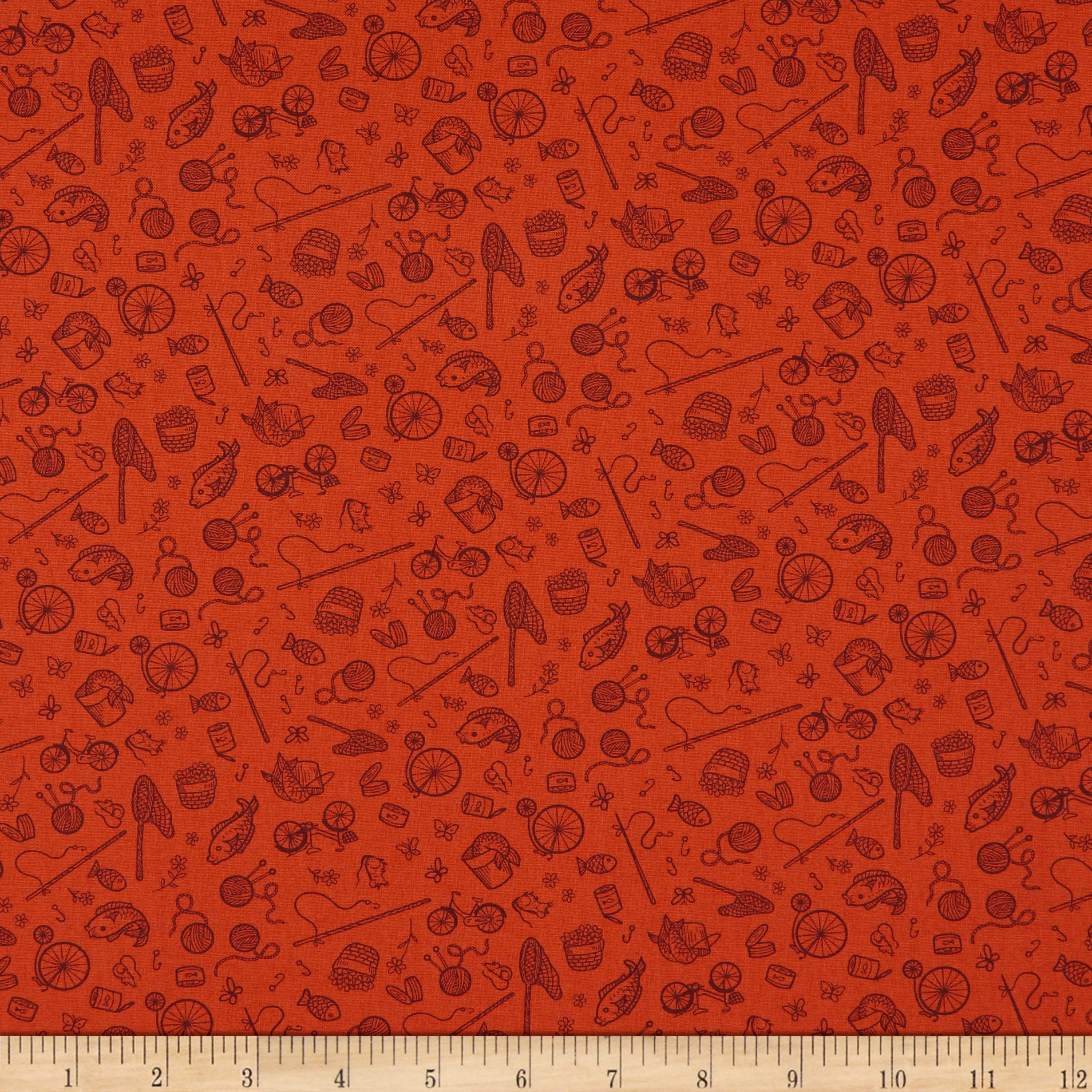 FreeSpirit Cat Tales Rust Quilting Fabric by the Yard - Premium Cotton Fabric for Quilting, Sewing & DIY Crafts - Perfect for Quilts, Home Decor, Apparel & Scrapbooking Projects