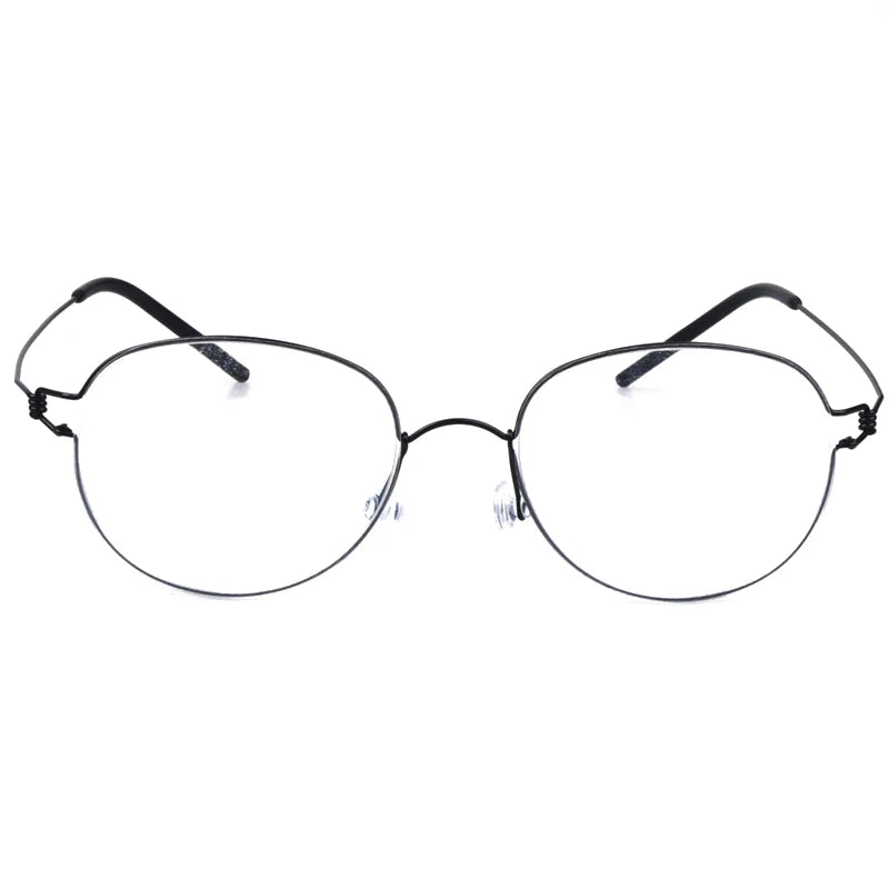Unisex Full Rim Round Screwless Titanium Eyeglasses Frame 504520 - Lightweight Durable Glasses for Work, Reading & Everyday Wear
