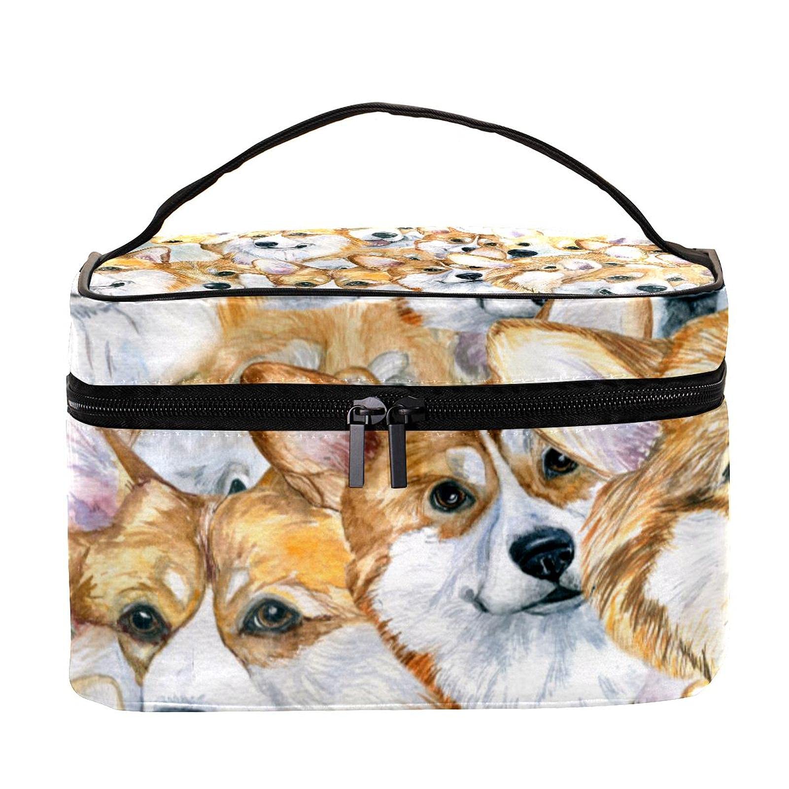 Stylish Dog Pattern Large Travel Makeup Bag - Cute Puppy Cosmetic Organizer with Zipper for Women & Girls | Perfect for Travel, Gym & Daily Essentials Storage