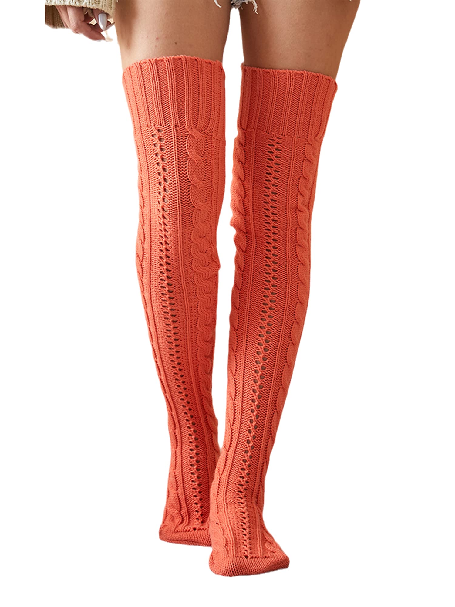 MAINESAKA Women's Solid Color Knit Over-The-Knee Socks - Warm Winter Leg Warmers for Casual Outfits & Autumn Fashion | Perfect for Office, Dating, and Cold Weather Wear
