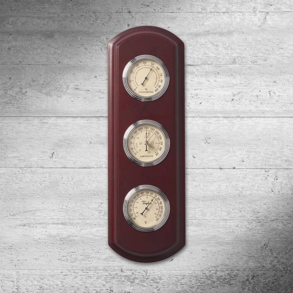 Traditional Wood Weather Station - Accurate Indoor/Outdoor Temperature & Humidity Monitor - Perfect for Home, Office, Garden & Patio Use