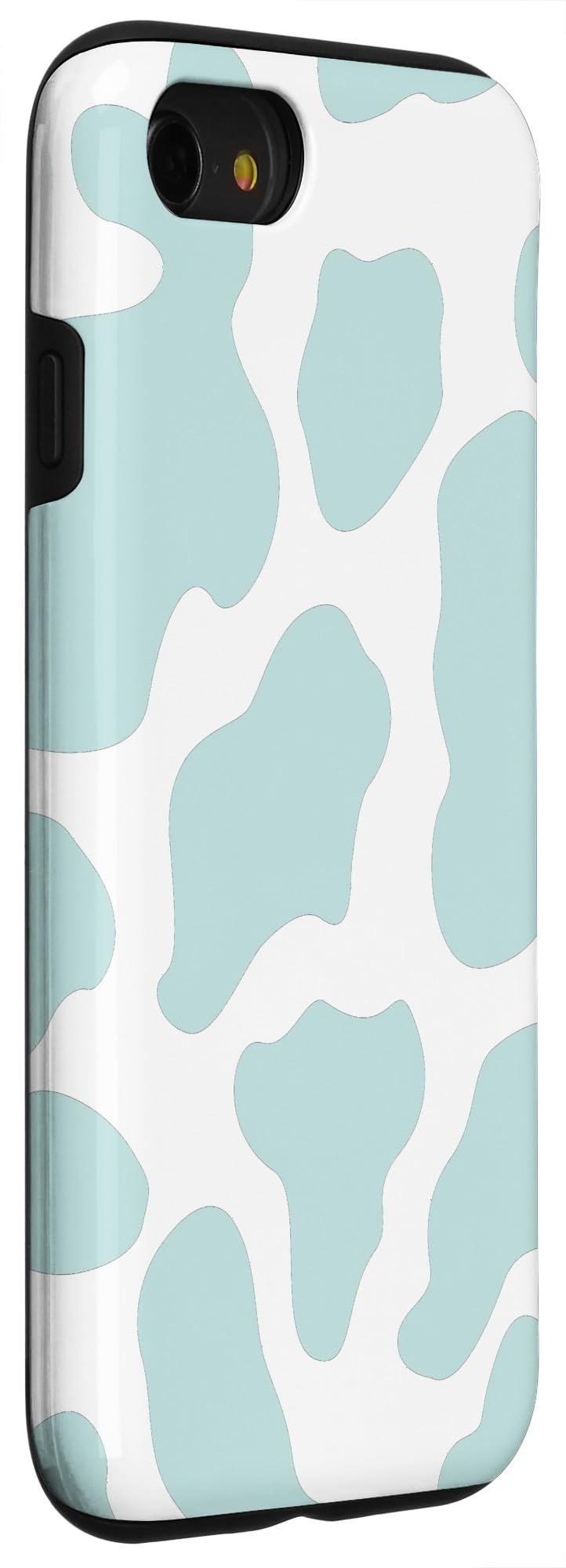 iPhone SE (2020) / 7 / 8 Teal Cow Print Phone Case - Cute Spotted Animal Pattern Protective Cover for Women & Girls - Perfect for School, Work, Travel and Everyday Use