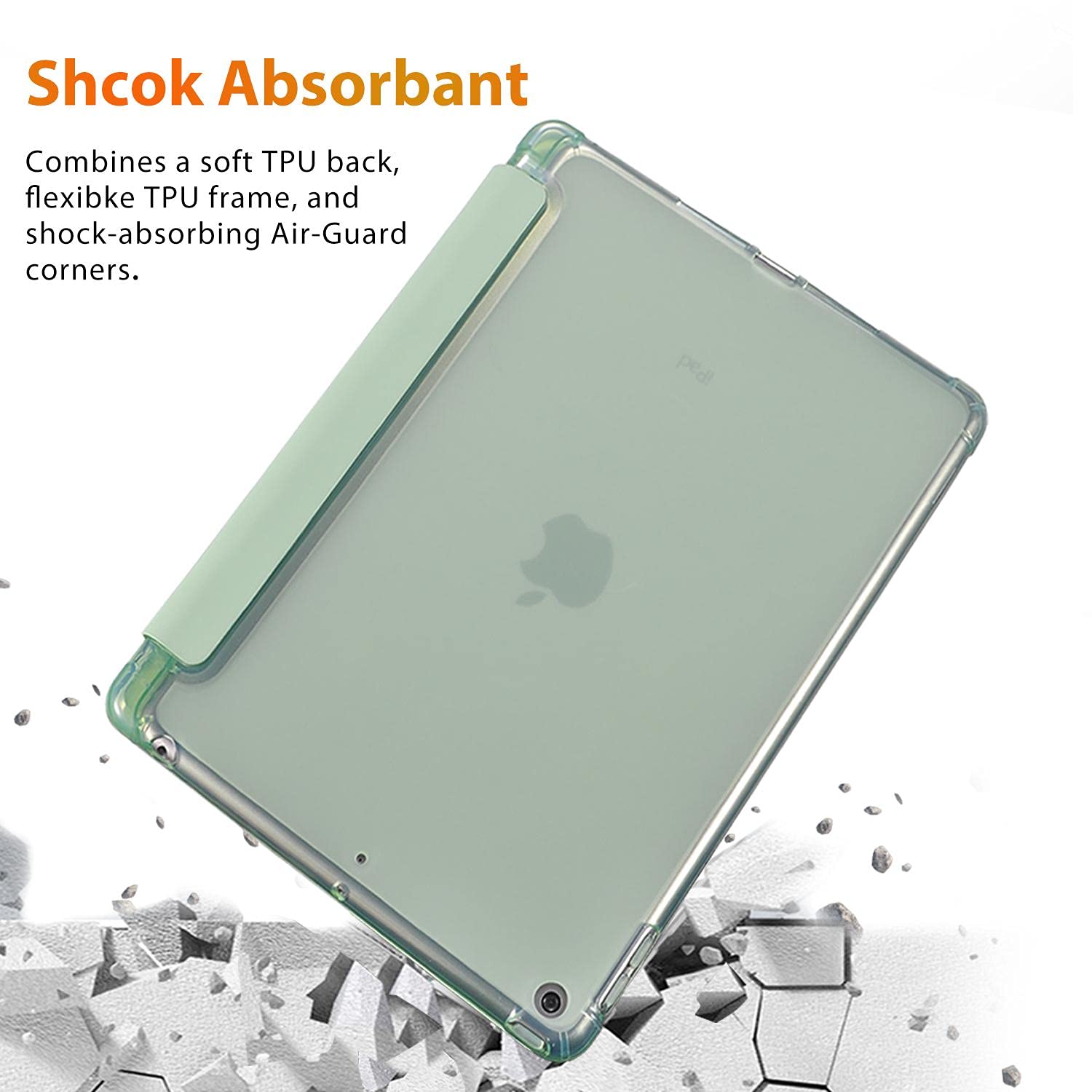 Cartoon Bunny iPad Air 3 Case with Pencil Holder - Green Leather Soft TPU Back Cover for iPad Pro 10.5 Inch (2017 Model) | Auto Sleep/Wake Function | Perfect for Work, School & Travel Protection