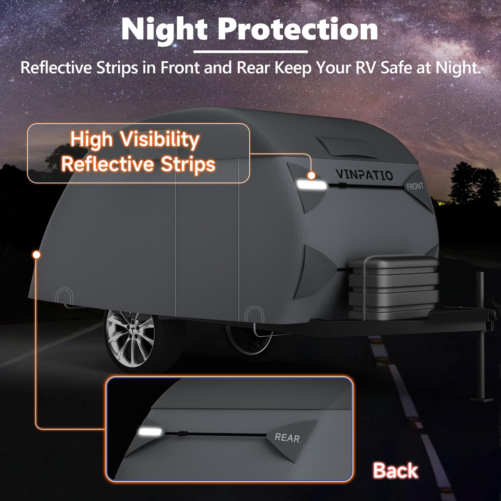 Heavy Duty 7-Layer Teardrop Camper Cover for 10'-12' Trailers - Windproof Strap RV Cover for All-Weather Protection | Perfect for Outdoor Storage, Camping & Travel