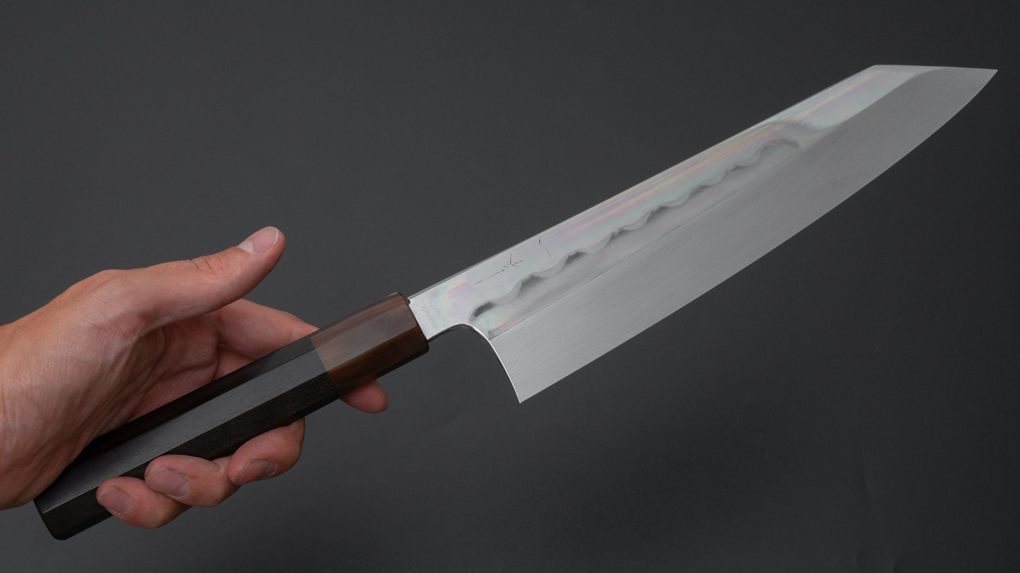 Hitohira Togashi White #1 Notaremon Mizu Honyaki Kiritsuke Gyuto 240mm Japanese Chef Knife with Taihei Ebony Handle (#069/Saya) - Premium Kitchen Knife for Sushi, Sashimi & Meat Cutting