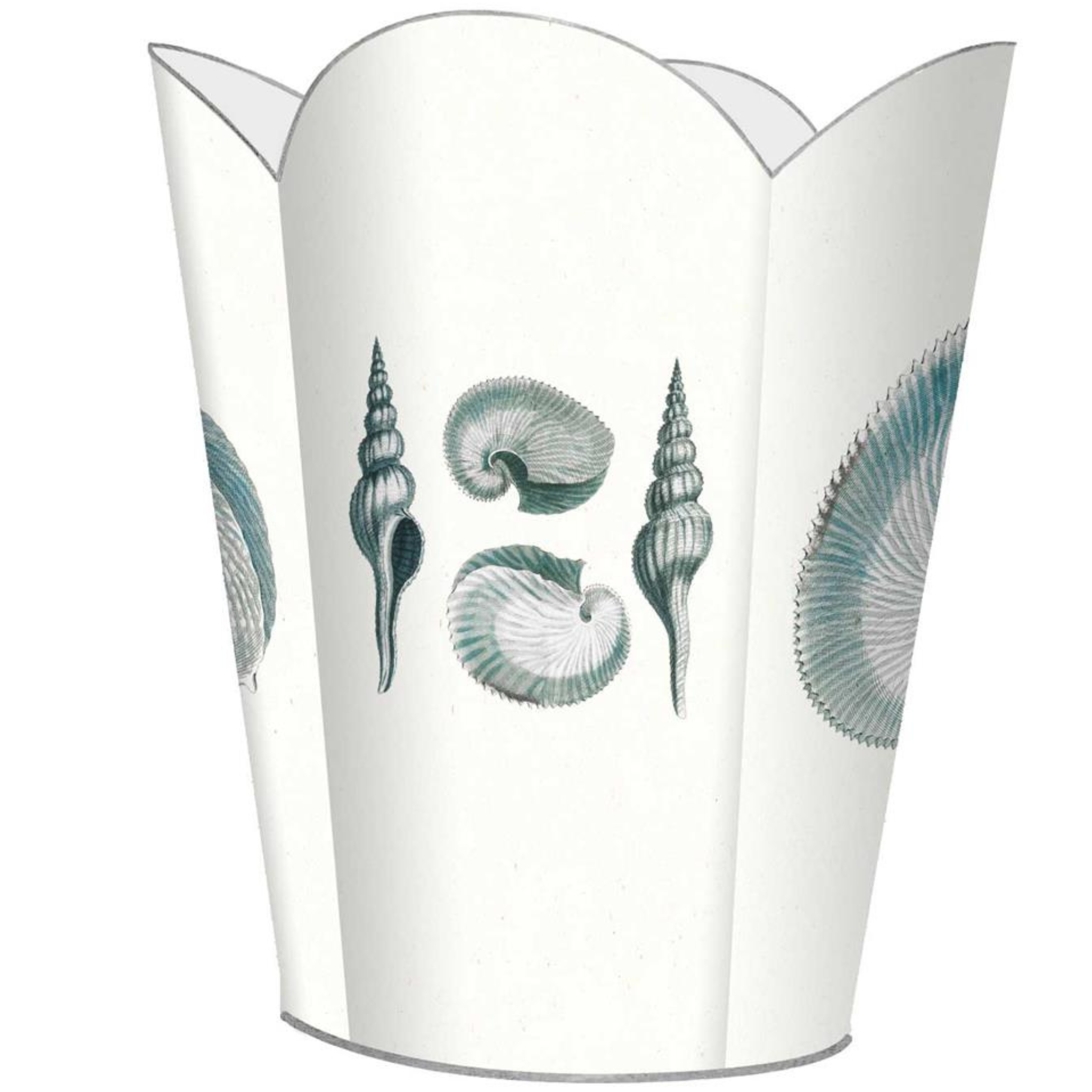 Blue Shell Decoupage Wastebasket with Optional Tissue Box Cover - Elegant Bathroom & Bedroom Trash Can for Home Decor