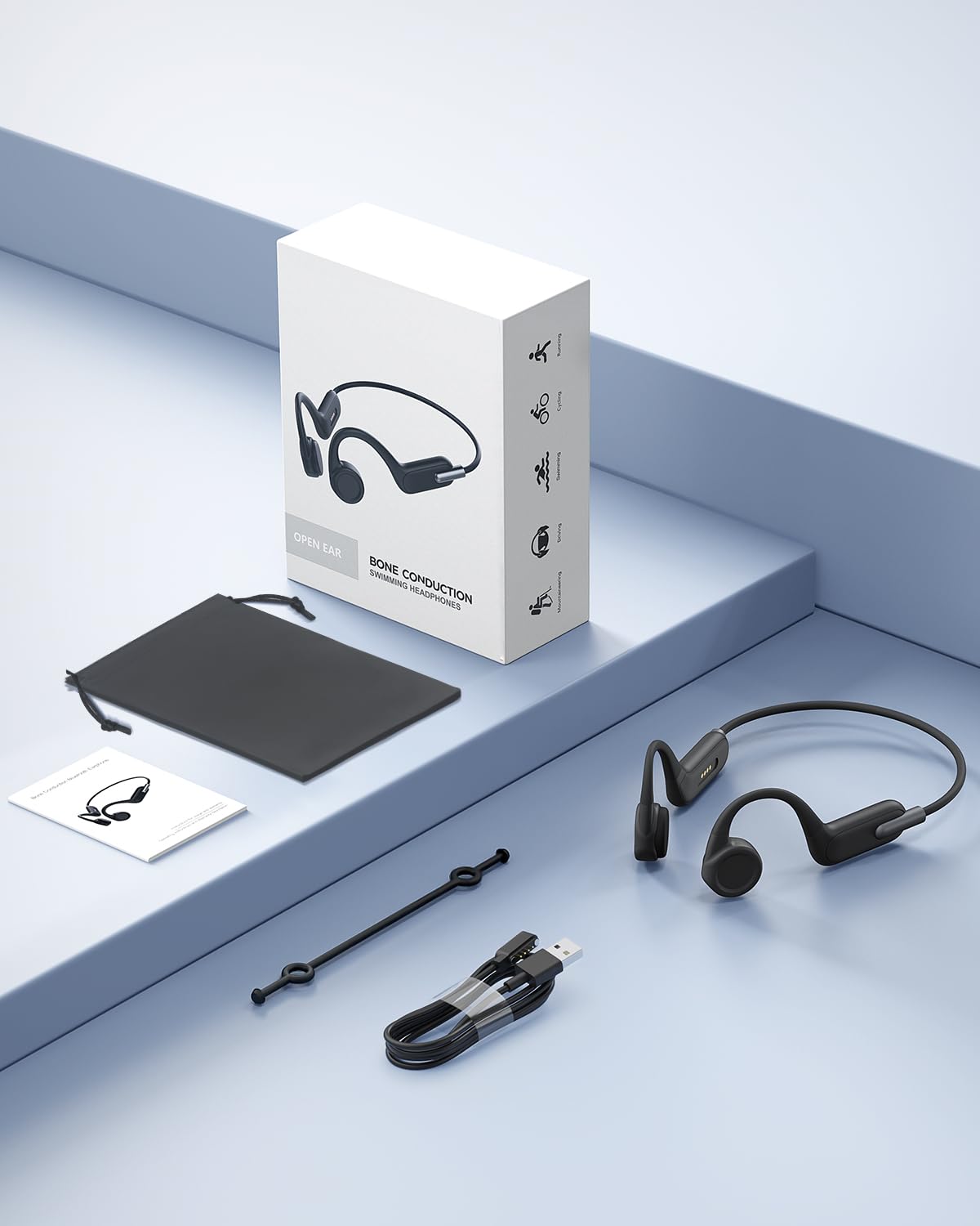 Bluetooth Bone Conduction Headphones - Wireless Open Ear Headphones with Mic, IPX8 Waterproof for Swimming & Workouts | Comfortable Sports Earbuds for Running, Cycling & Outdoor Activities