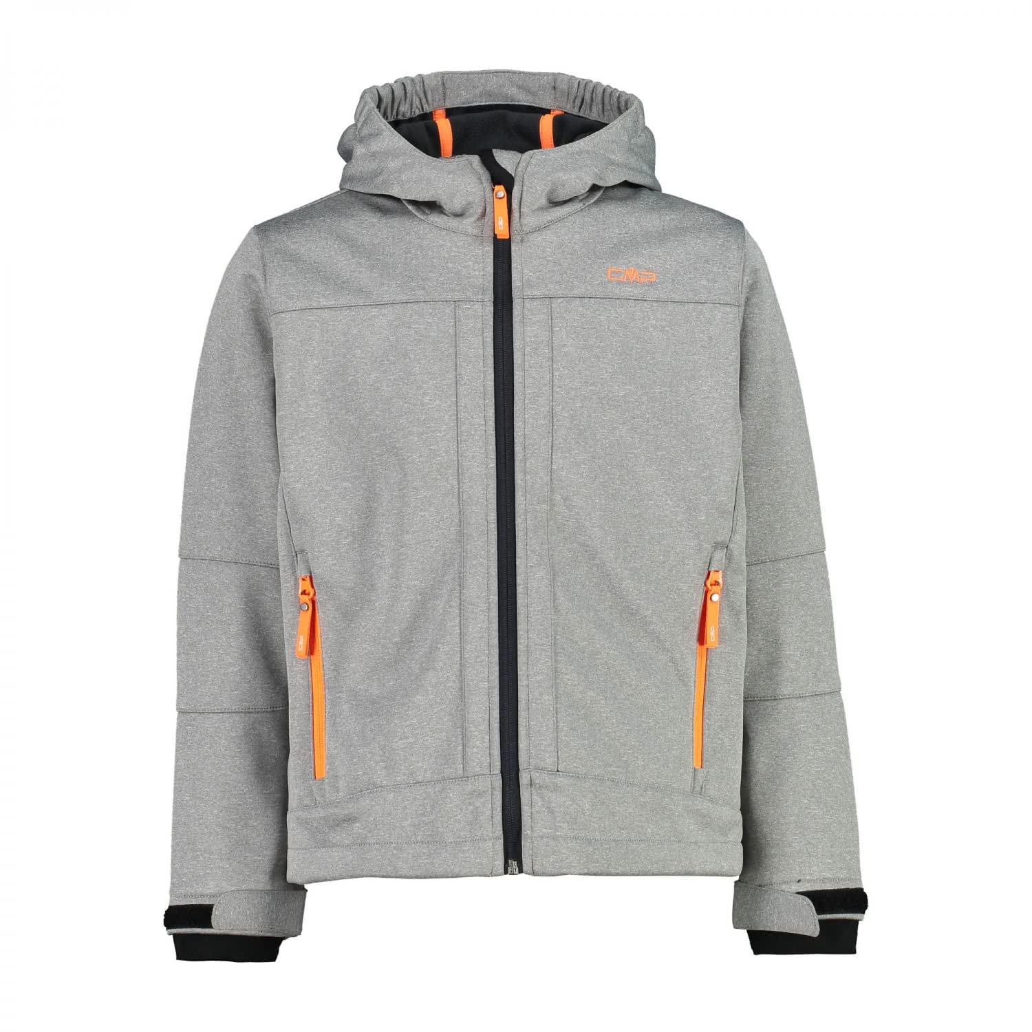 CMP Boys' Softshell Jacket with Fixed Hood - Waterproof Windproof Winter Jacket for Outdoor Activities, Grey Anthracite/Green - Perfect for Hiking, Camping & School