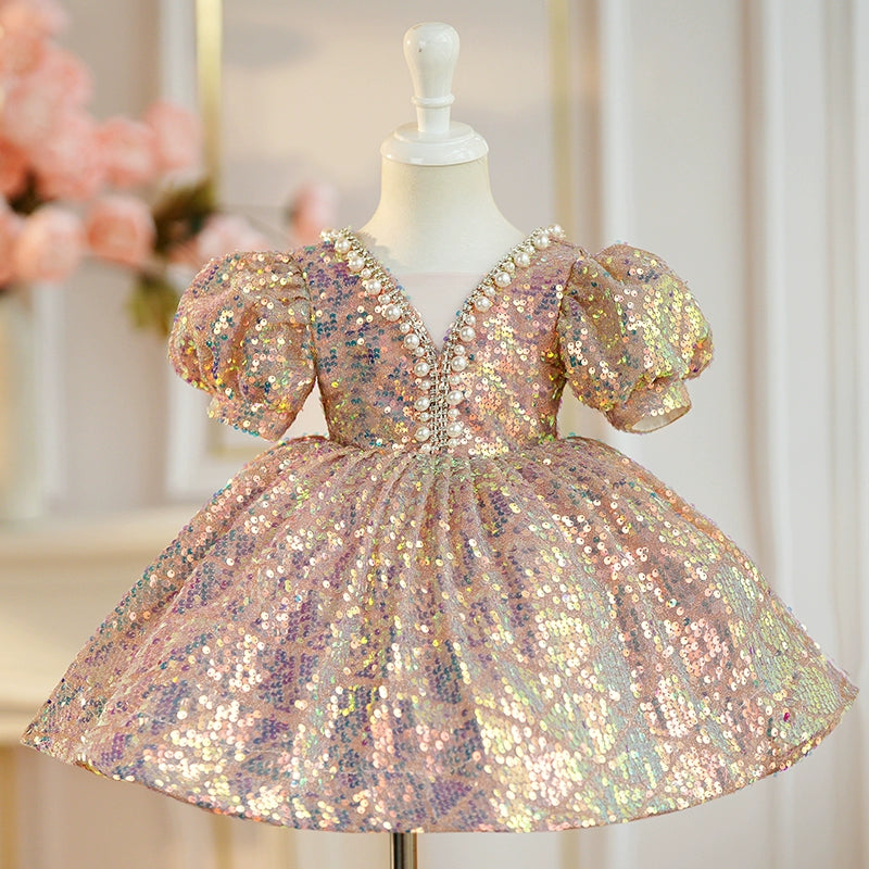 Elegant Baby Sequin Birthday Dress for Girls - Toddler Baptism Dresses - Perfect for Birthday Parties, Christening, and Special Occasions