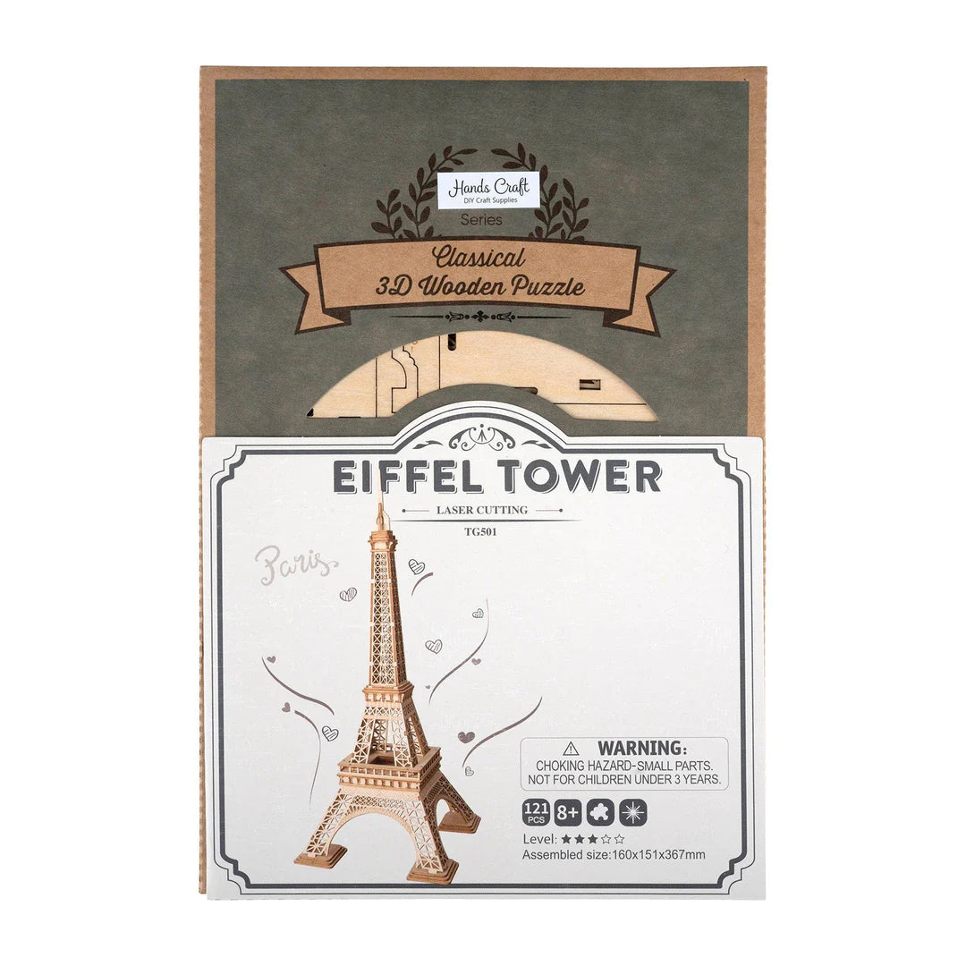 3D Wooden Puzzle Eiffel Tower Model Kit - DIY Building Toy for Adults & Teens - Home Decor & Gift for Puzzle Lovers - Perfect for Relaxation & Stress Relief