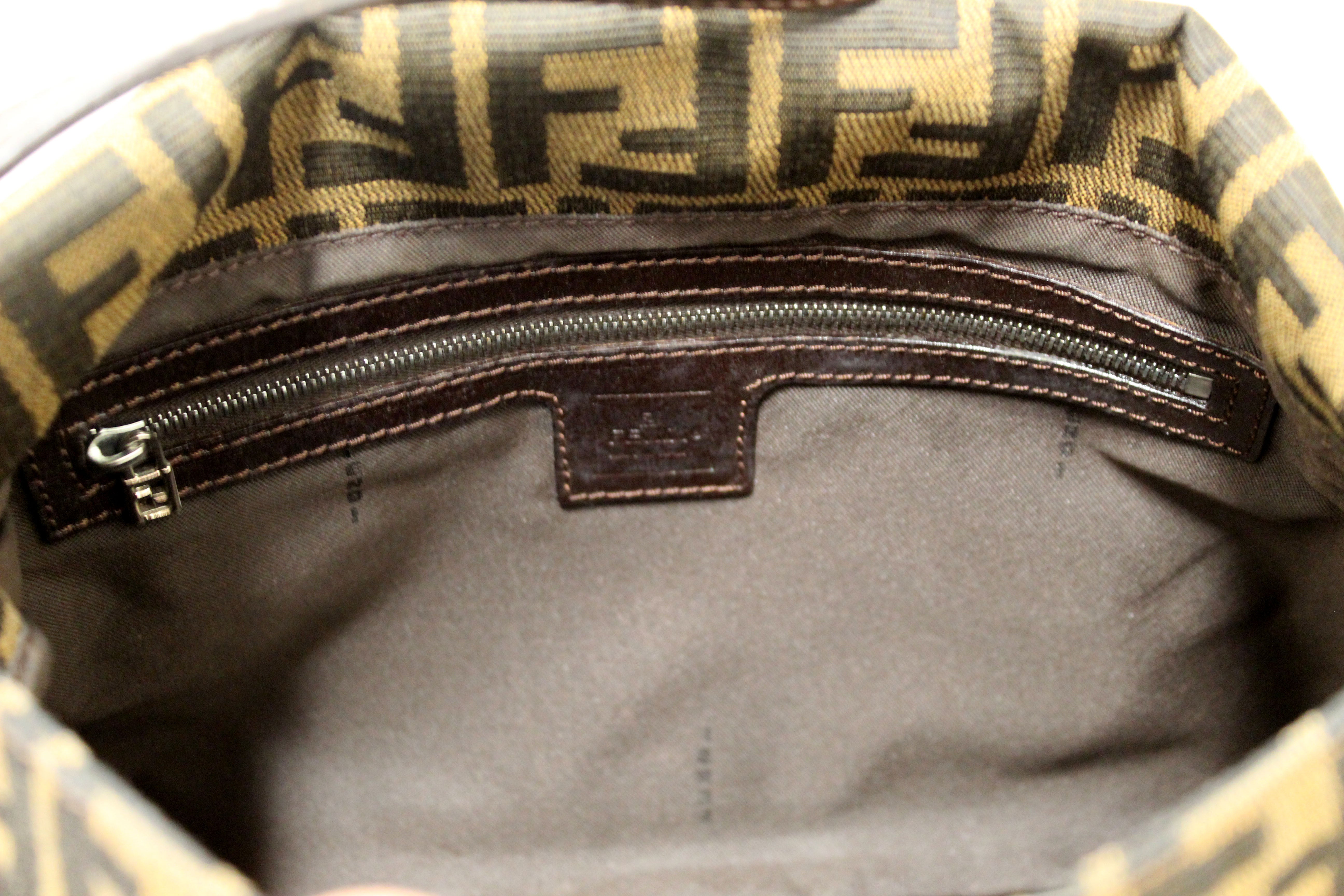 Authentic Fendi Mini Zucca FF Canvas Mama Baguette Shoulder Bag in Brown | Luxury Designer Crossbody Purse for Women | Perfect for Date Night, Parties & Everyday Use