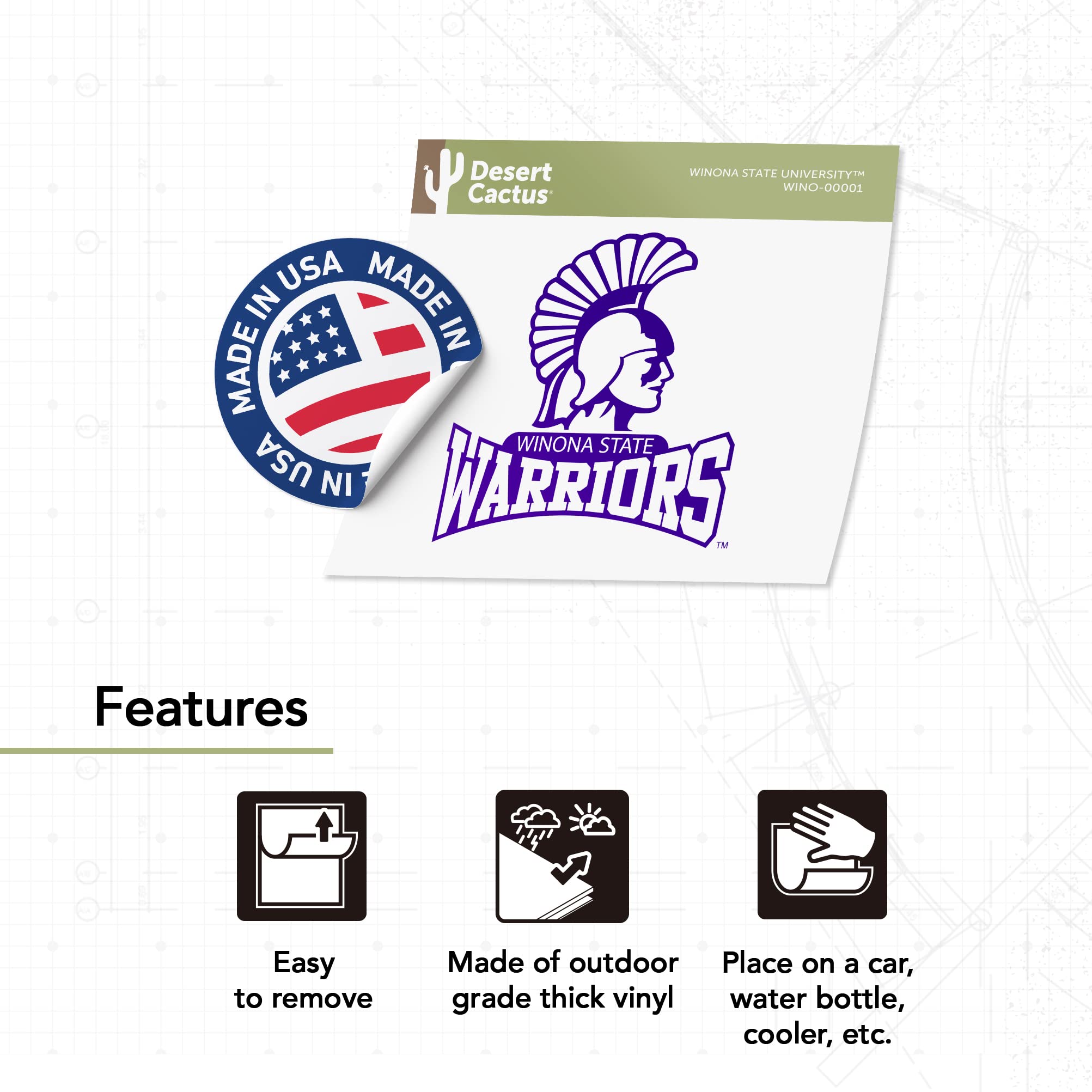 Winona State University Warriors NCAA Vinyl Decal Sticker - Durable Waterproof Laptop, Water Bottle, Car, Scrapbook Decals for College Sports Fans - Perfect for Game Day, School Spirit, and Team Pride