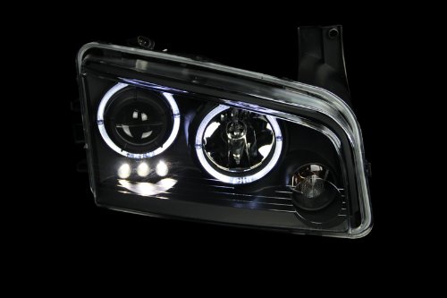 Anzo USA 121381 Black Halo Projector Headlight with Clear Lens for Dodge Charger - High Performance LED Headlights for Night Driving & Custom Car Styling