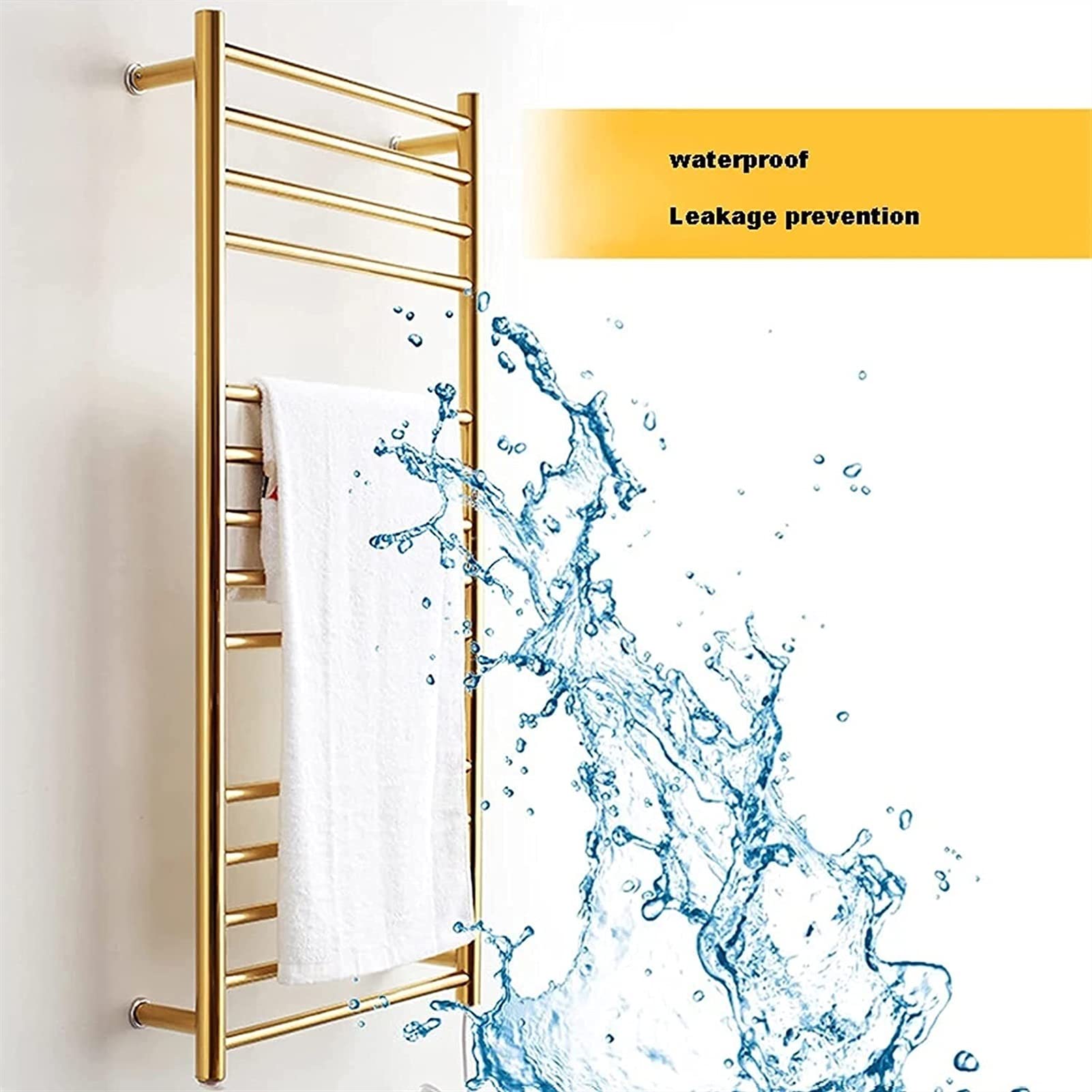 Stainless Steel Heated Towel Rack - 14 Bar Gold Electric Towel Warmer for Bathroom, Wall Mounted with Hardwired & Plug-in Options - Perfect for Spa, Luxury Hotels & Cozy Home Bathrooms