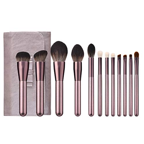 12PCS Wooden Makeup Brush Set - Eyebrow & Eyeshadow Brushes for Women - Perfect for Daily & Professional Makeup