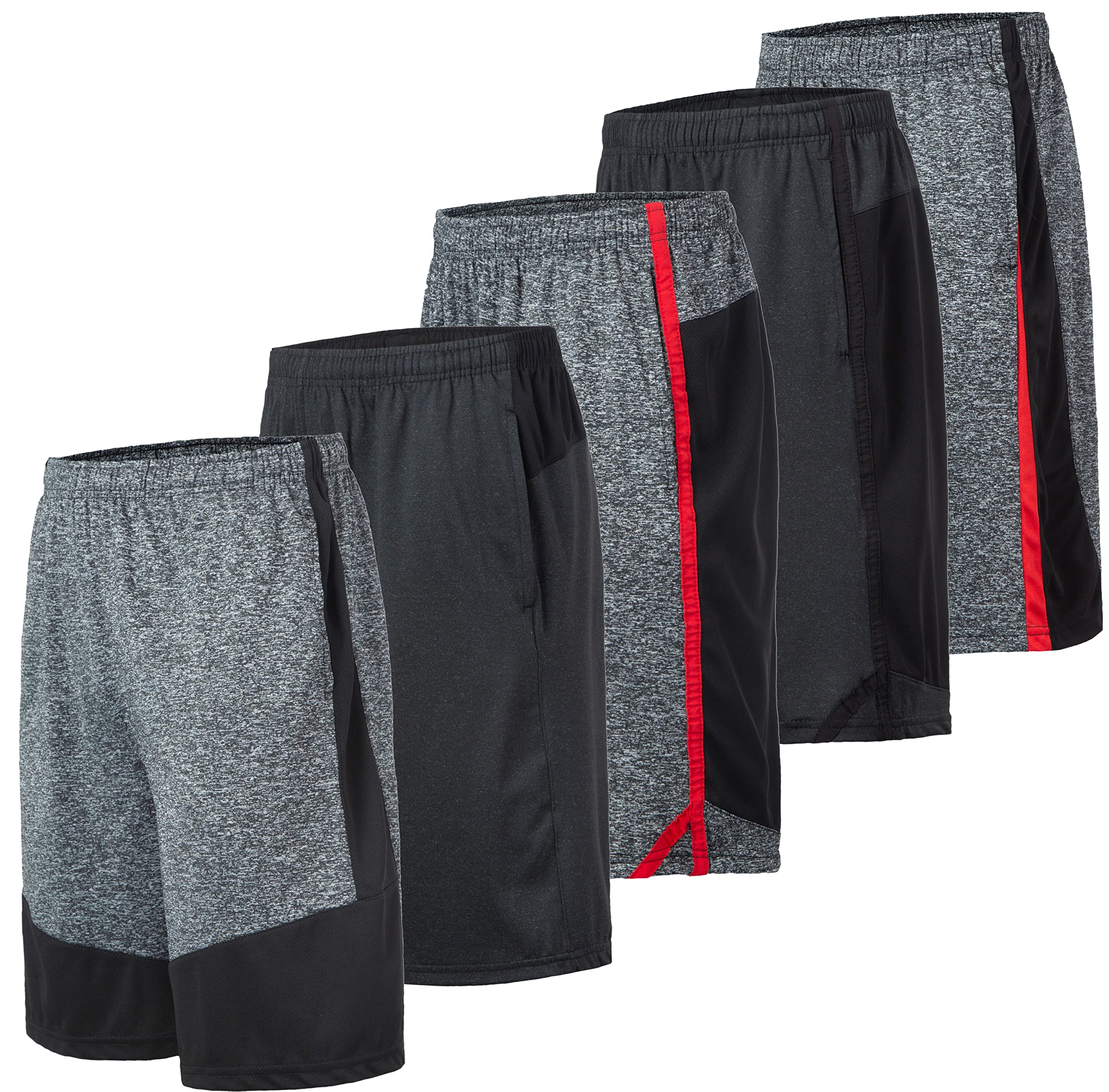 5 Pack Men's Athletic Shorts - Quick Dry Activewear for Basketball, Workout, Gym & Running | Comfortable & Breathable for Sports & Casual Wear