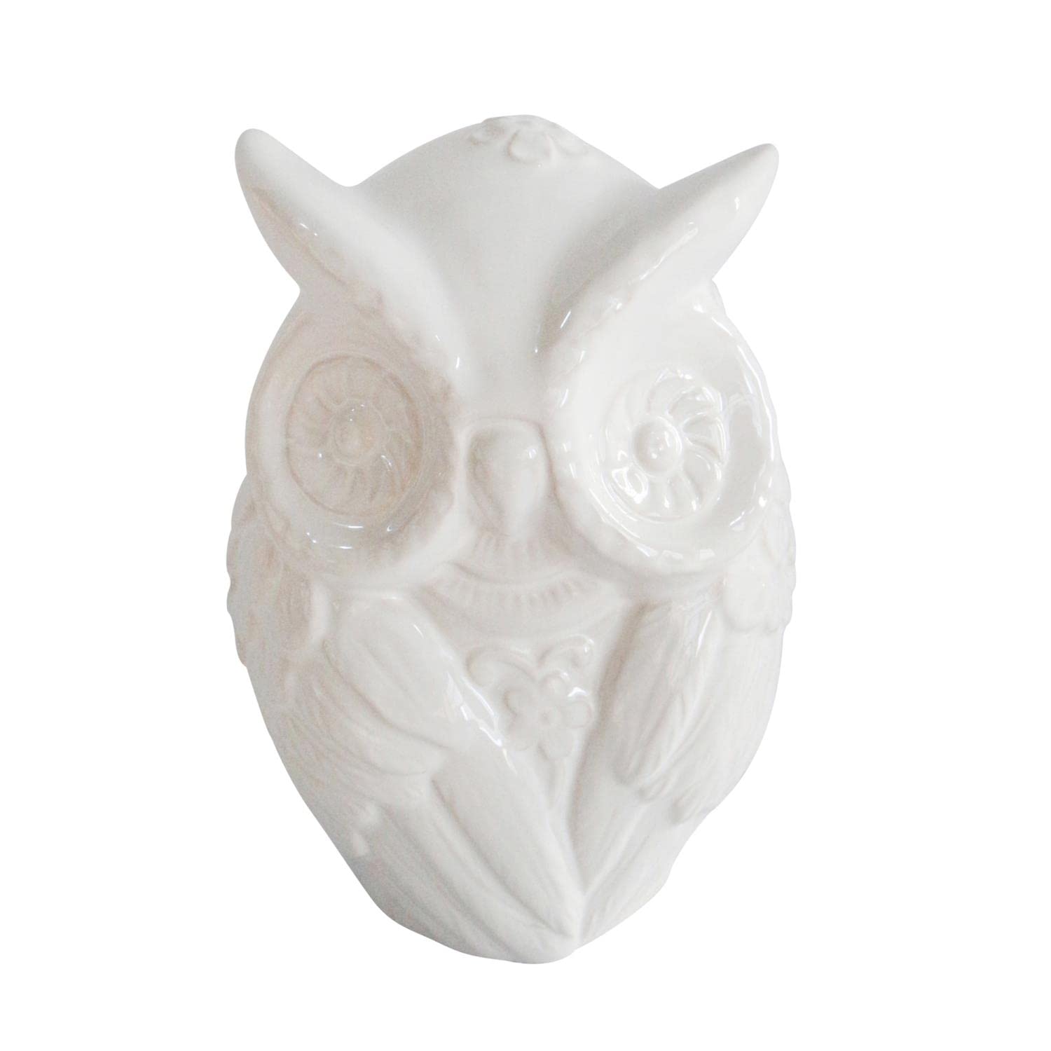 Sagebrook Home 9-Inch White Ceramic Owl Figurine - Handcrafted Home Decor for Living Room, Bookshelf & Office Desk | Cute Owl Statue for Collectors & Nature Lovers