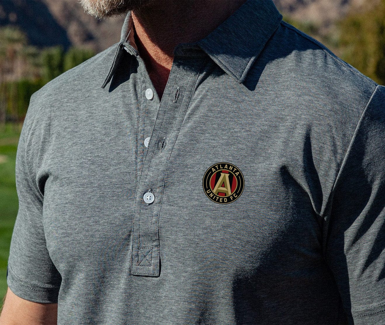 Atlanta United Performance Range Polo with Badge - Heather Gray | Breathable & Comfortable Soccer Jersey for Fans & Players | Perfect for Games, Training & Casual Wear