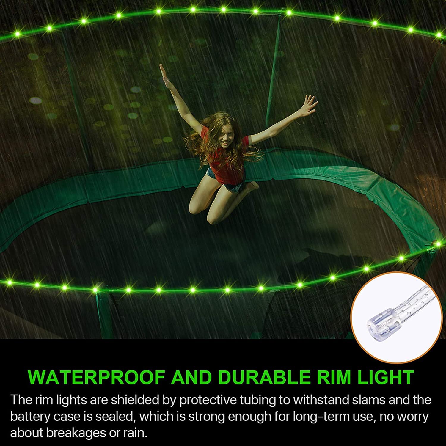 Upgraded APP & Remote Control LED Trampoline Lights - 16 Color Changing, Waterproof, Battery Powered for Outdoor Night Play | Perfect for Backyard Parties, Kids Playtime & Nighttime Trampoline Fun
